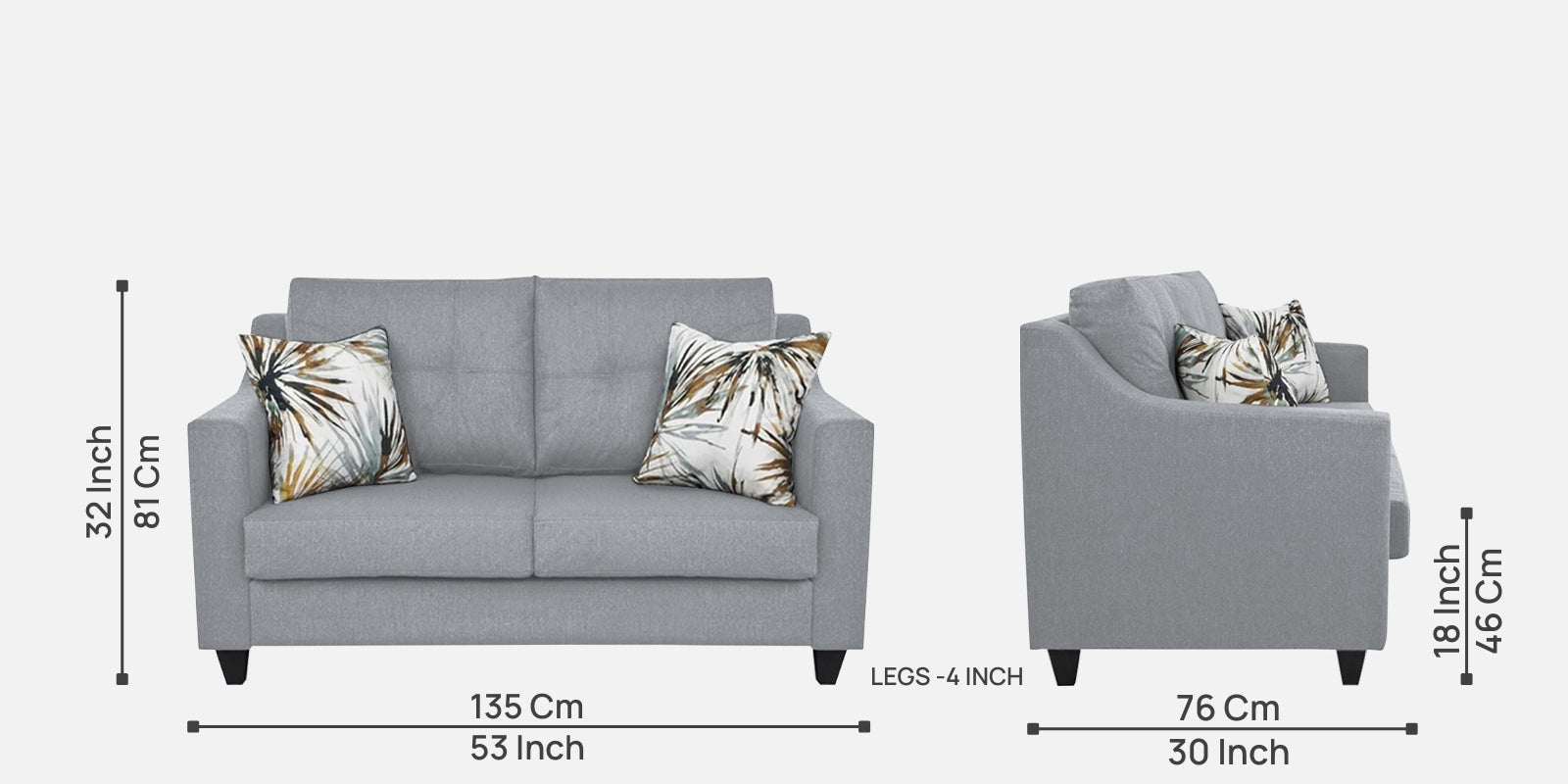 Welly Fabric 2 Seater Sofa In Coin Grey Colour - Febonic Living