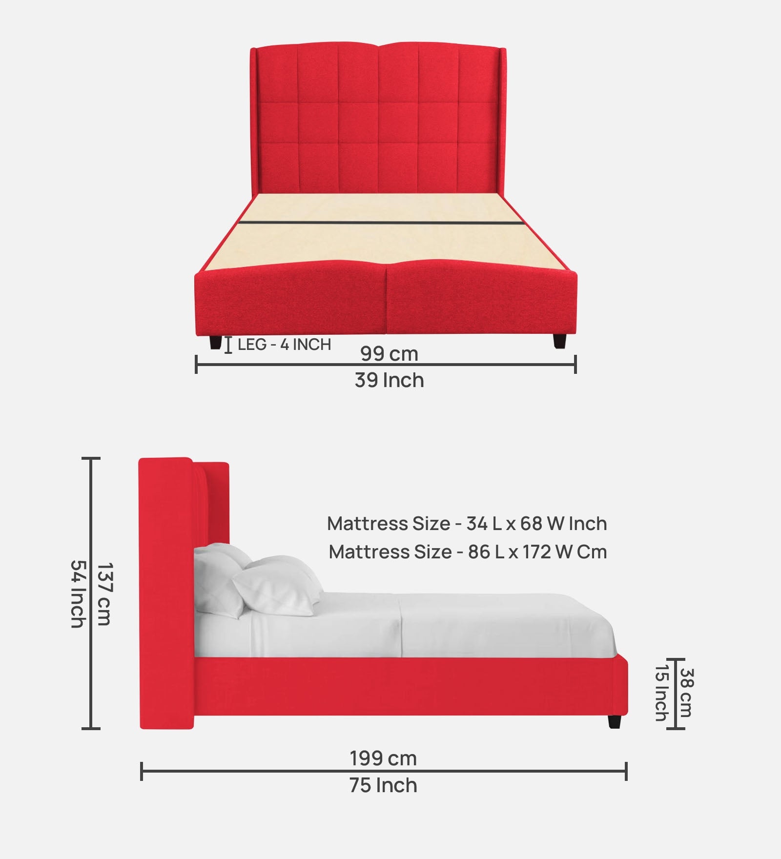 Jovi Velvet Single Size Bed In Ox Blood Maroon In Colour - Febonic Living