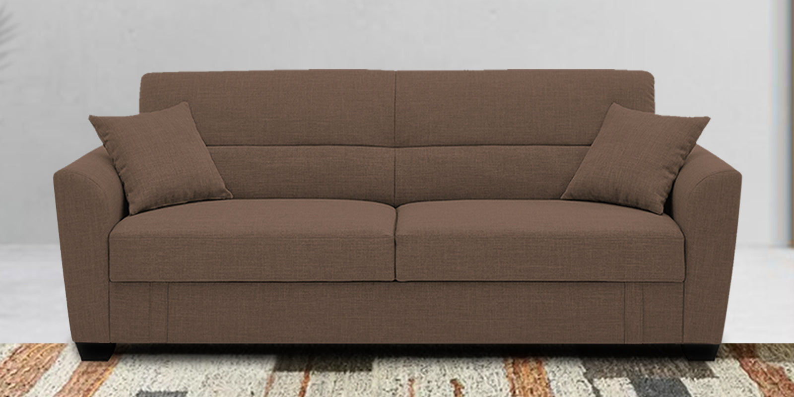 Bony Fabric 3 Seater Convertible Sofa Cum Bed In Ginger Brown Colour - Febonic Living