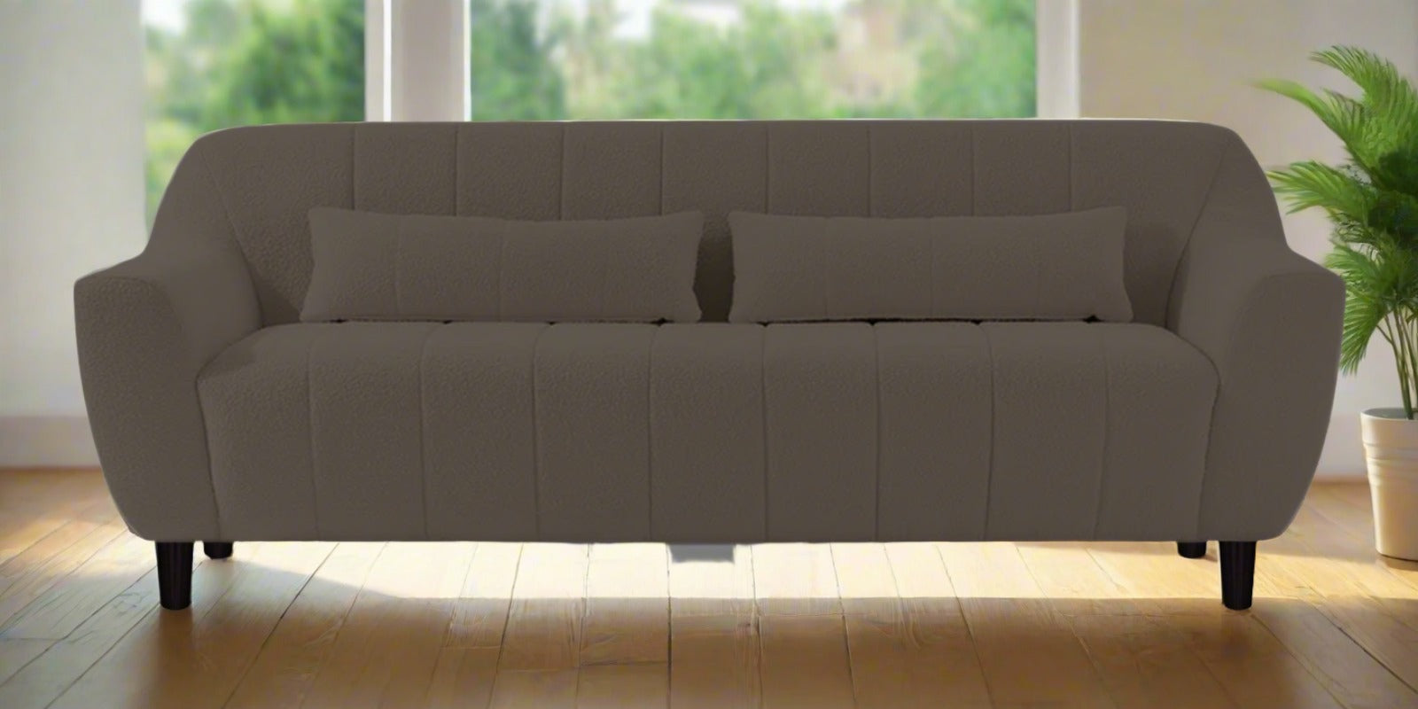 Nesco Boucle Fabric 3 Seater Sofa in Niya Beige Colour