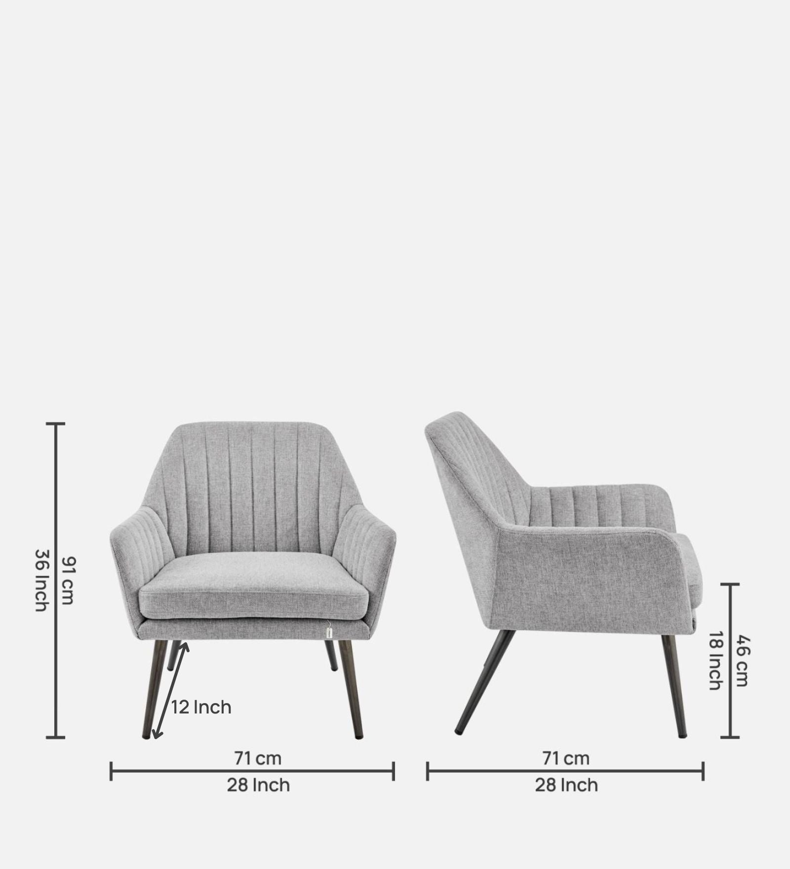 Bella Fabric Arm Chair In Lit Grey Colour - Febonic Living