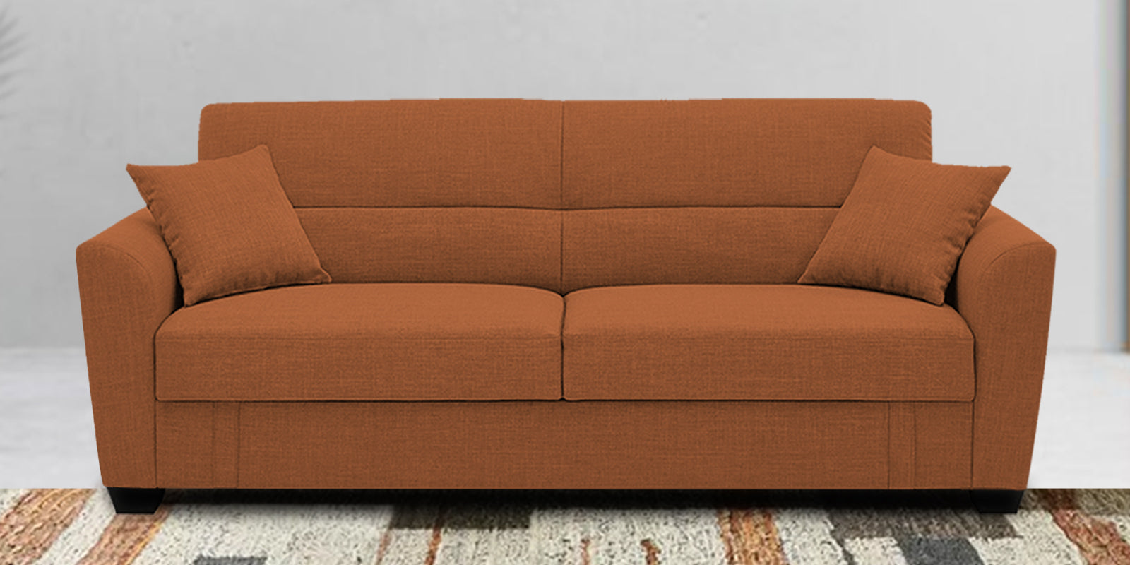Bony Fabric 3 Seater Convertible Sofa Cum Bed In Safforn Orange Colour - Febonic Living