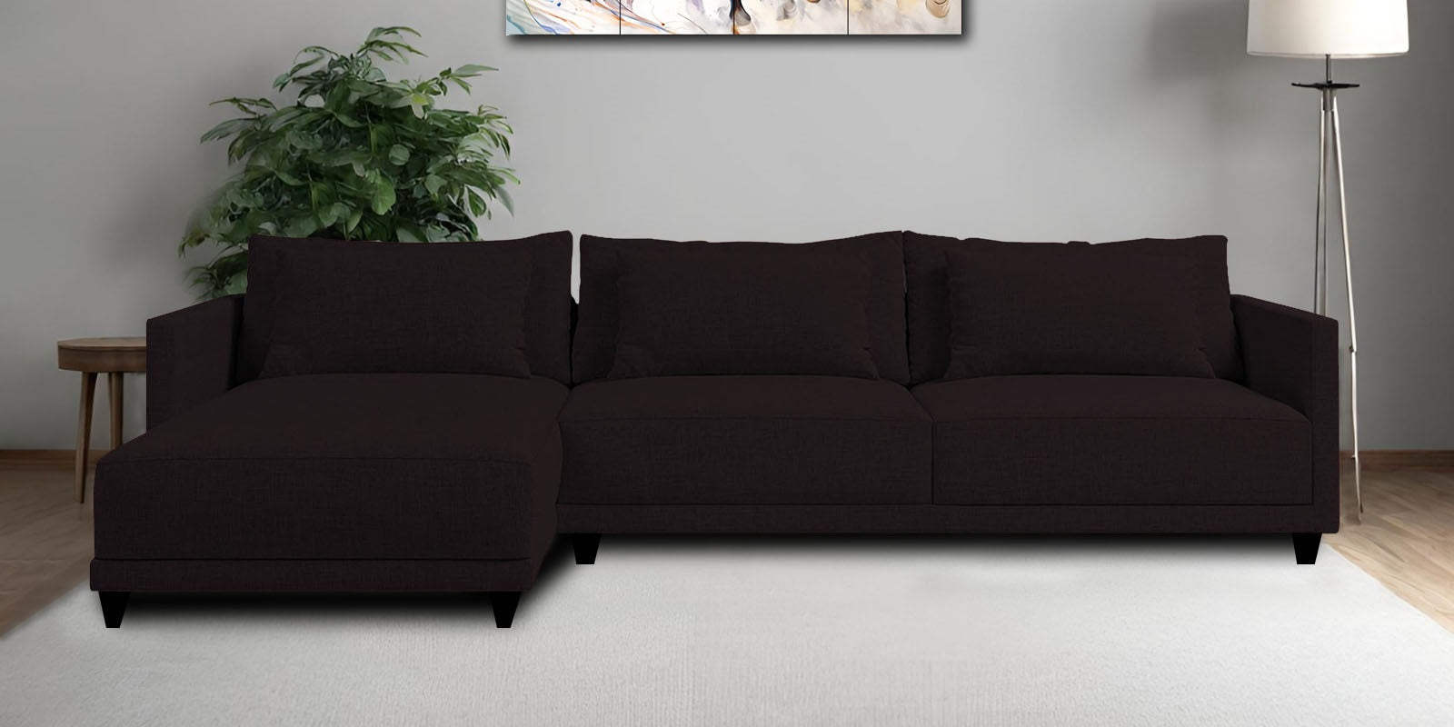 Kera Fabric RHS Sectional Sofa (3+Lounger) In Cara Brown Colour