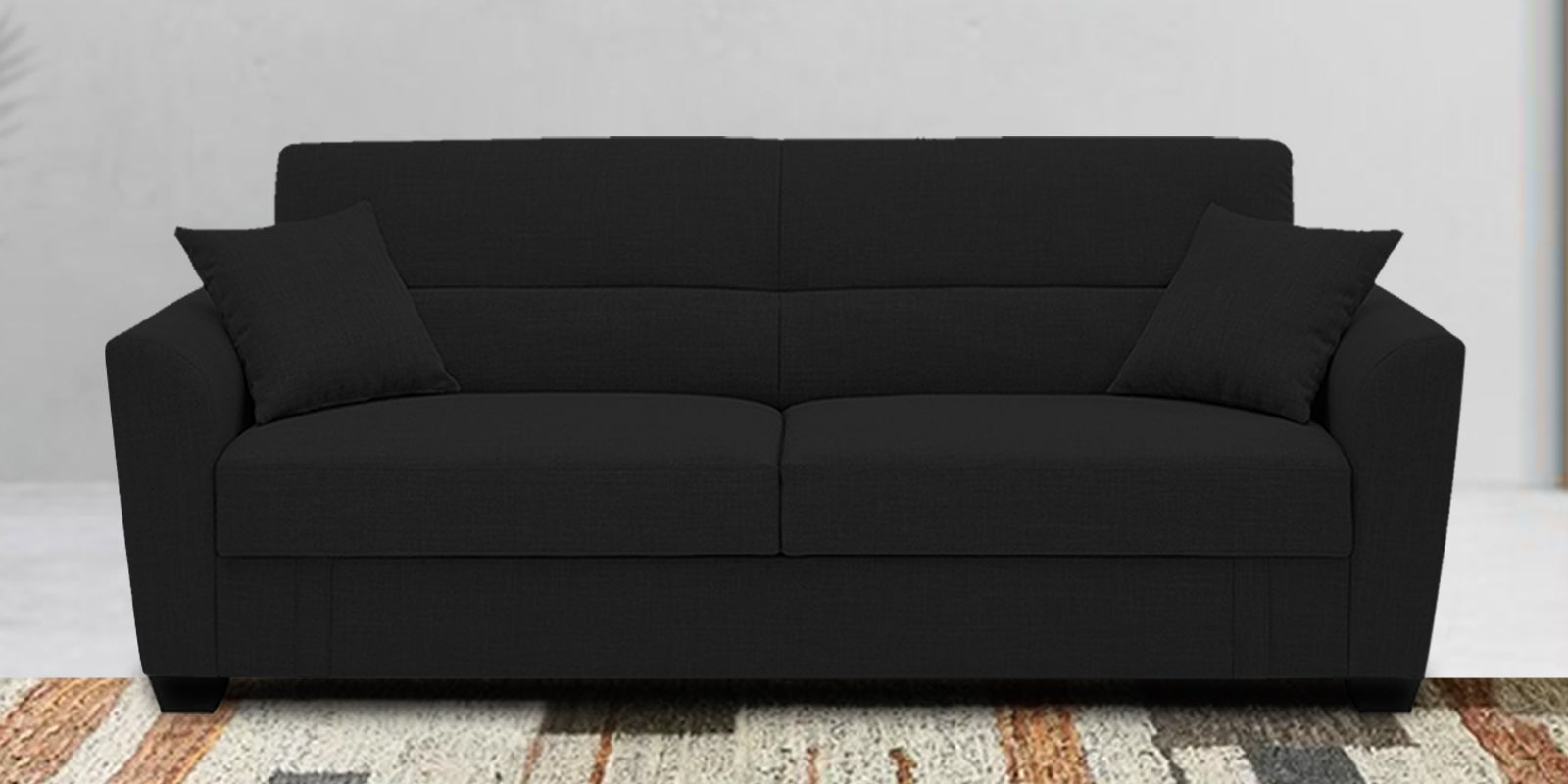 Bony Fabric 3 Seater Convertible Sofa Cum Bed In Heather Black Colour - Febonic Living