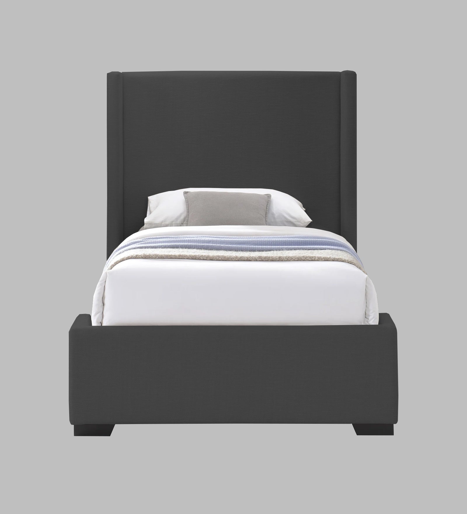 Kirby Fabric Upholstered Single Bed in Charcoal Grey Colour - Febonic Living