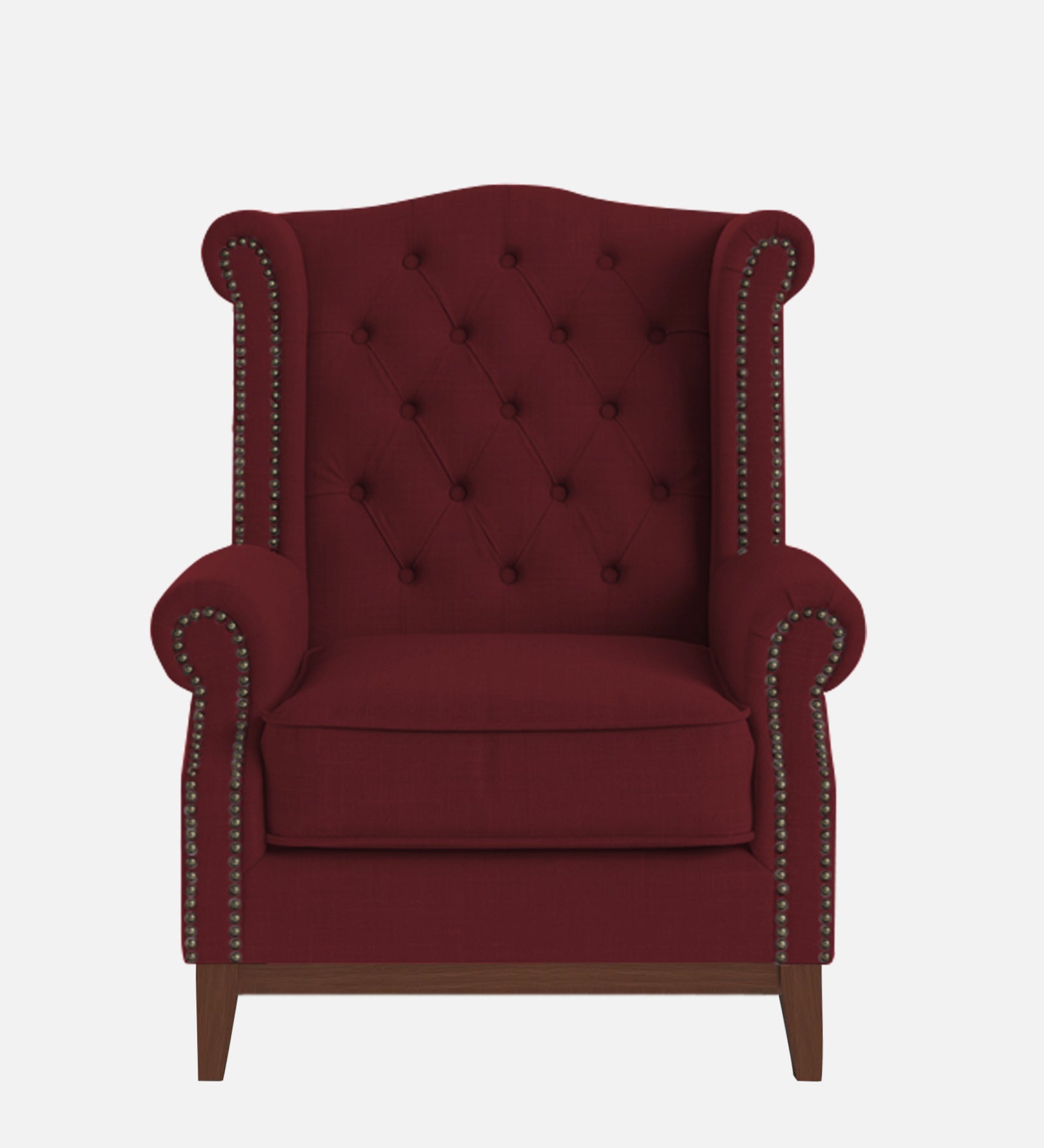 Nory Fabric Wing Chair In Blood Maroon Colour - Febonic Living