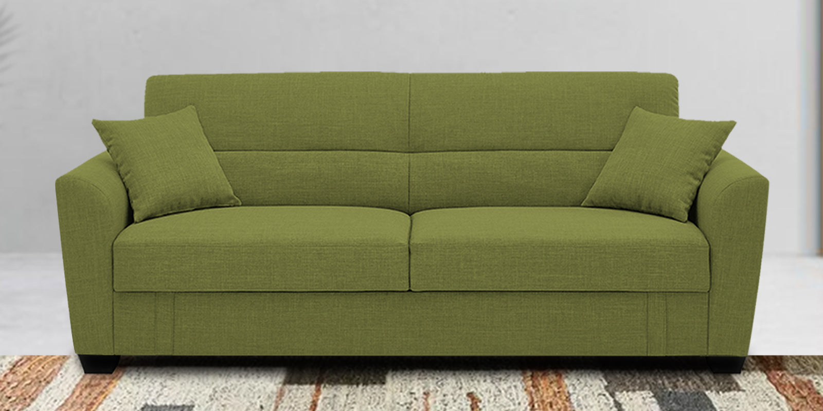 Bony Fabric 3 Seater Convertible Sofa Cum Bed In Lime Green Colour - Febonic Living