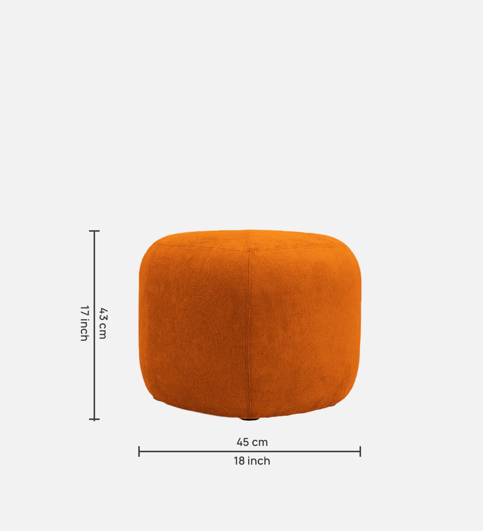 Keori Fabric Pouffe In Vivid Orange Colour - Febonic Living