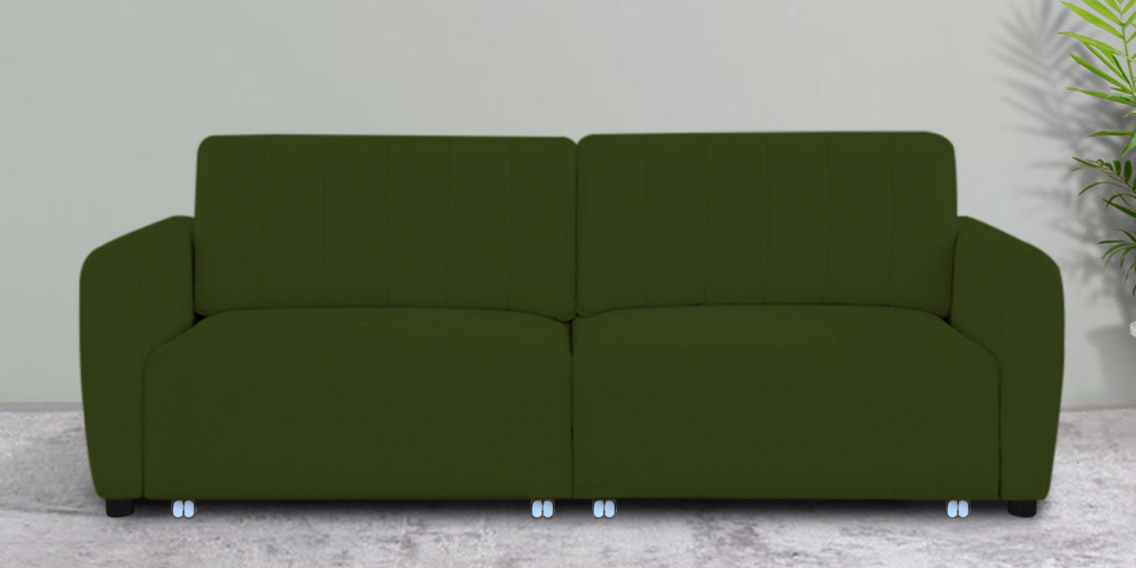 Vima Fabric 3 Seater Pull Out Sofa Cum Bed In Olive Green Colour - Febonic Living