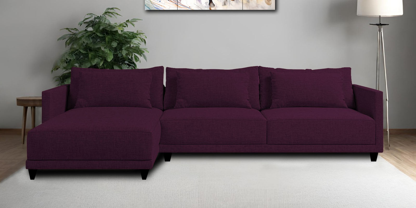 Kera Fabric RHS Sectional Sofa (3+Lounger) In Greek Purple Colour - Febonic Living