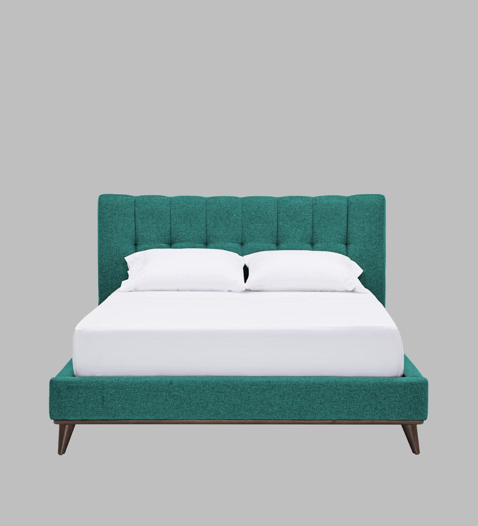 Jasmin Fabric Upholstered Queen Bed in Sea Green Colour