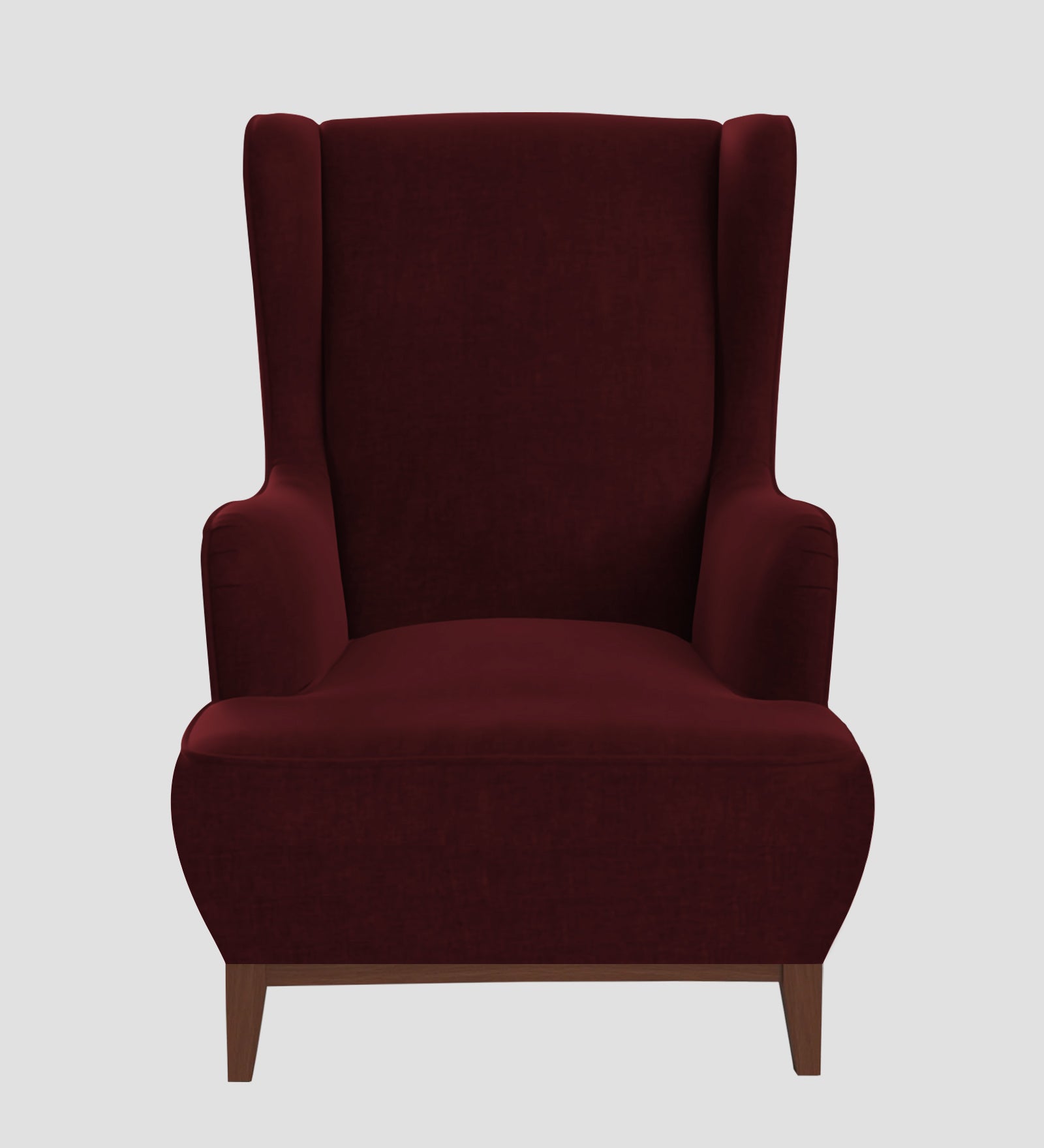 Suri Velvet Wing Chair In Dark Maroon Colour - Febonic Living