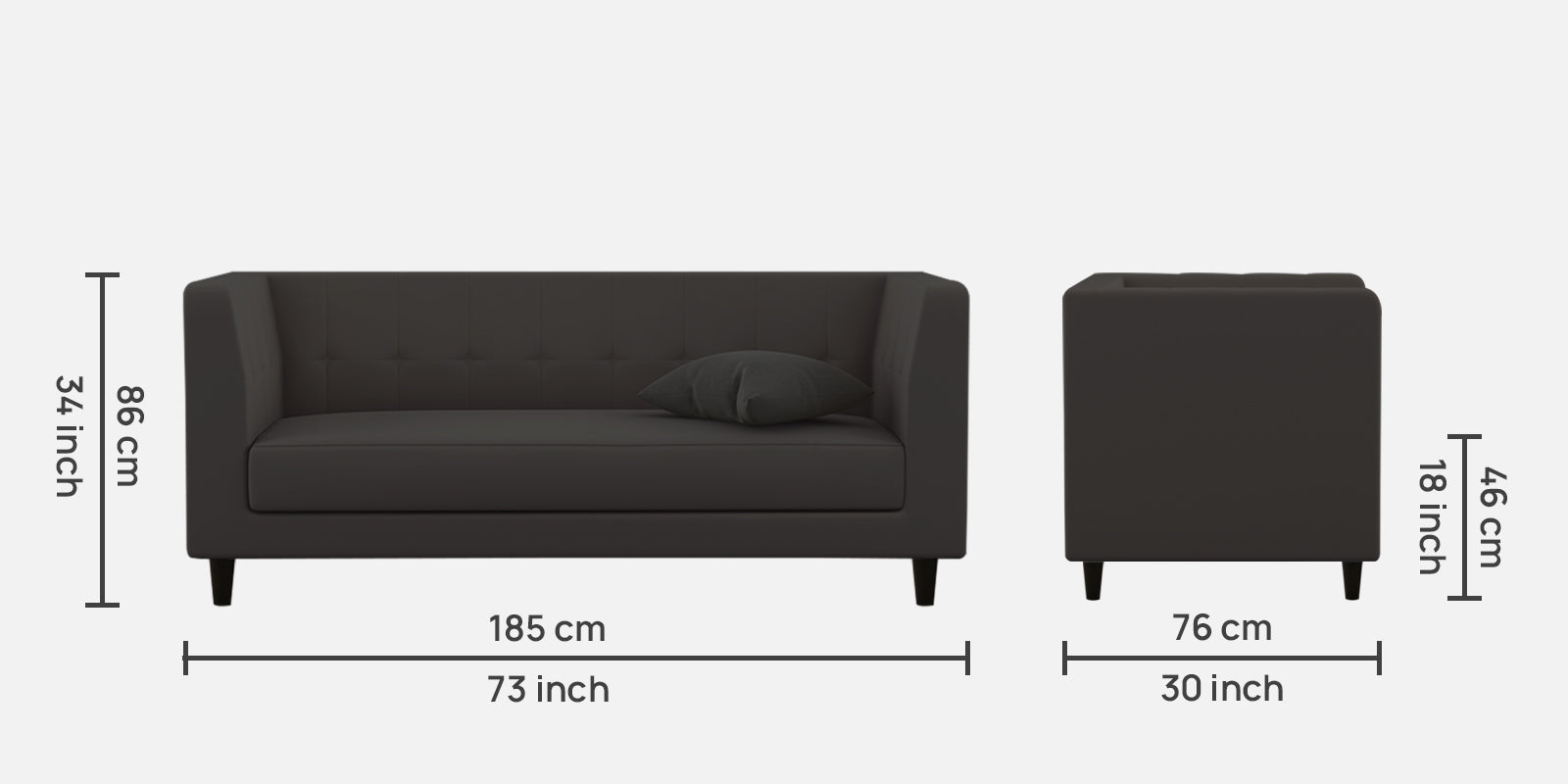 Braulia Velvet 3 Seater Sofa In Davy Grey Colour - Febonic Living
