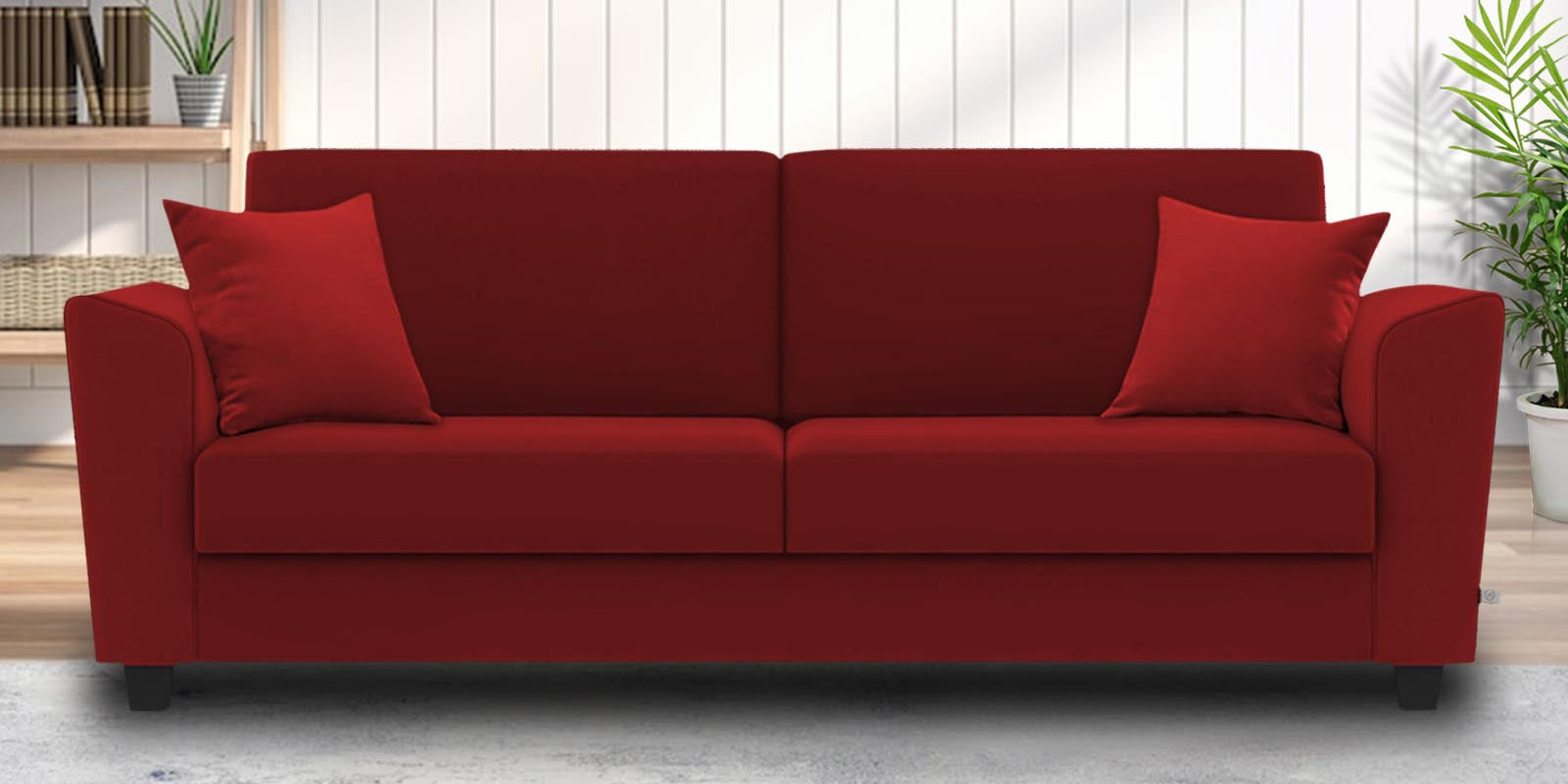 Daku Fabric 3 Seater Sofa In Blood Maroon Colour - Febonic Living