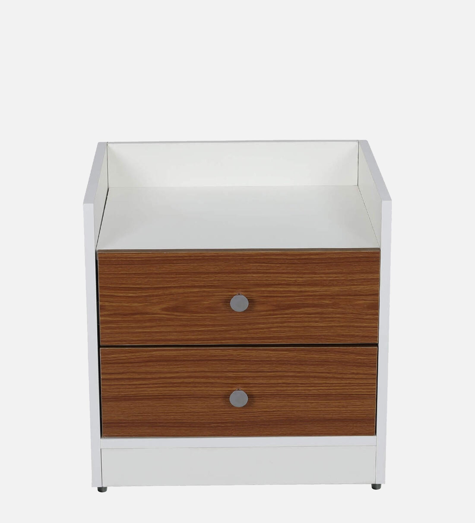 Vexa Bedside Table With Drawer in Oral Walnut & Frosty White Finish - Febonic Living
