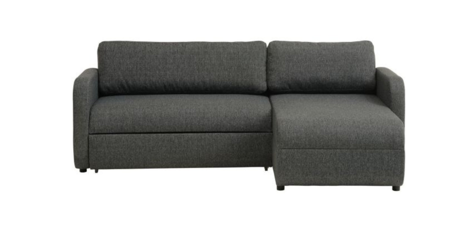 Bison Fabric 3 Seater Sectional With Pull Out Sofa Cum Bed In Charcoal Grey Colour - Febonic Living
