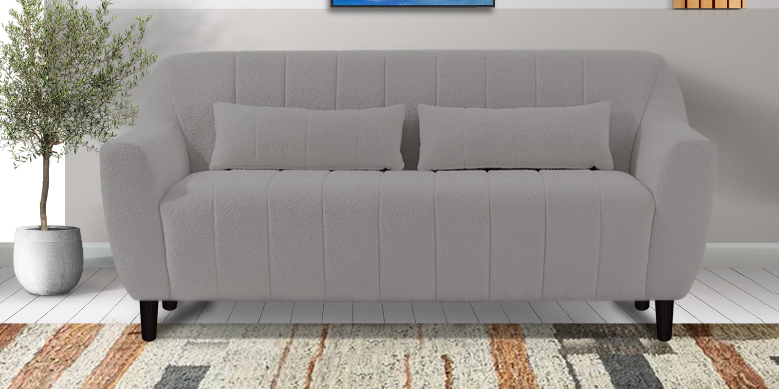 Nesco Boucle Fabric 2 Seater Sofa in Sweden Gary Colour