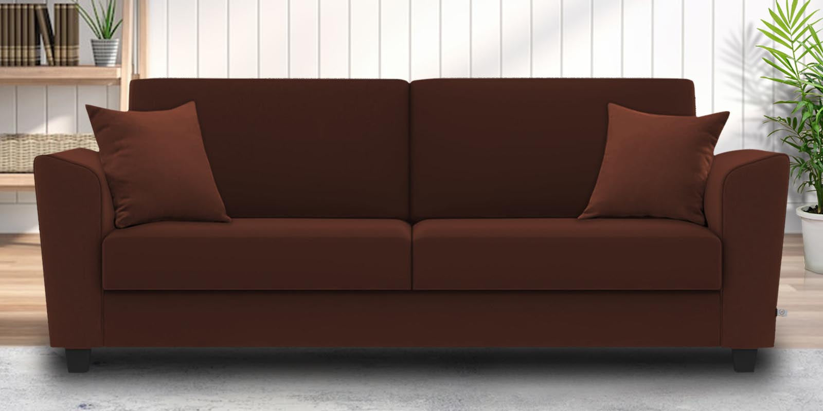 Daku Fabric 3 Seater Sofa In Coffee Brown Colour - Febonic Living