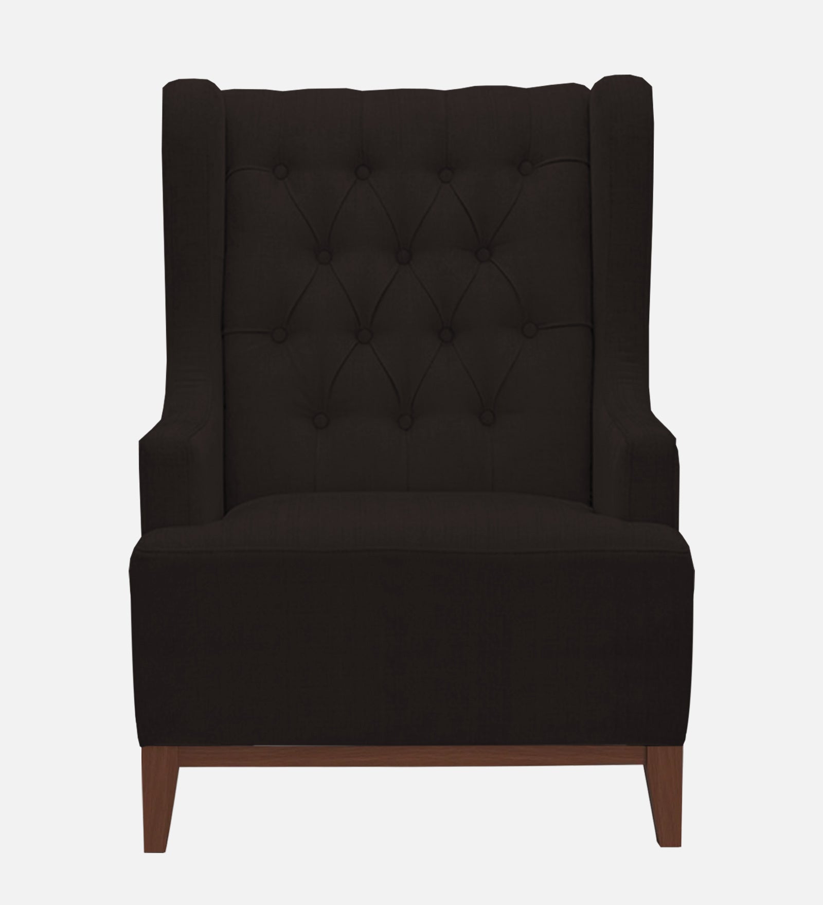Kuchi Fabric Wing Chair In Cara Brown Colour - Febonic Living