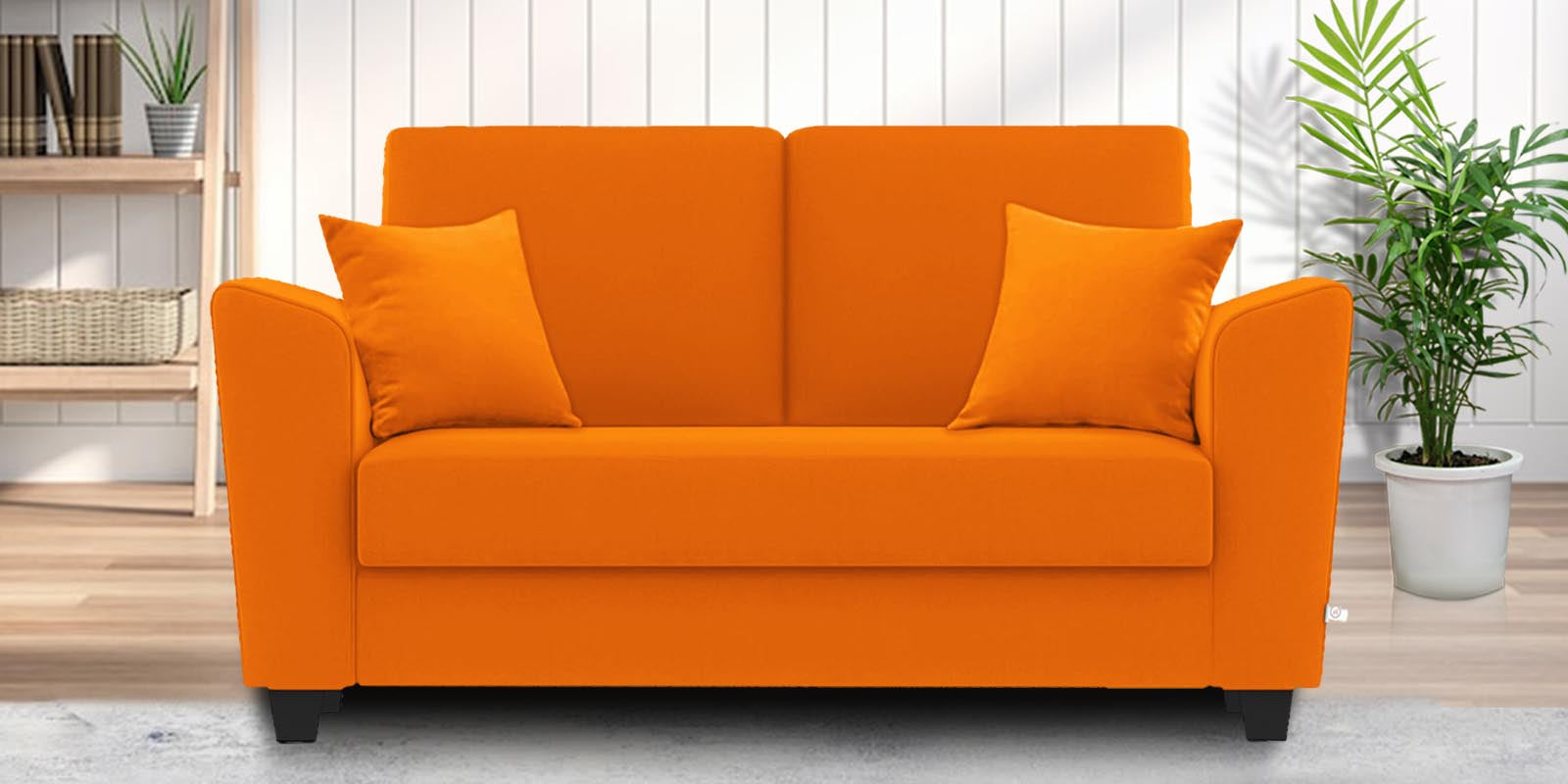 Daku Fabric 2 Seater Sofa In Vivid Orange Colour - Febonic Living