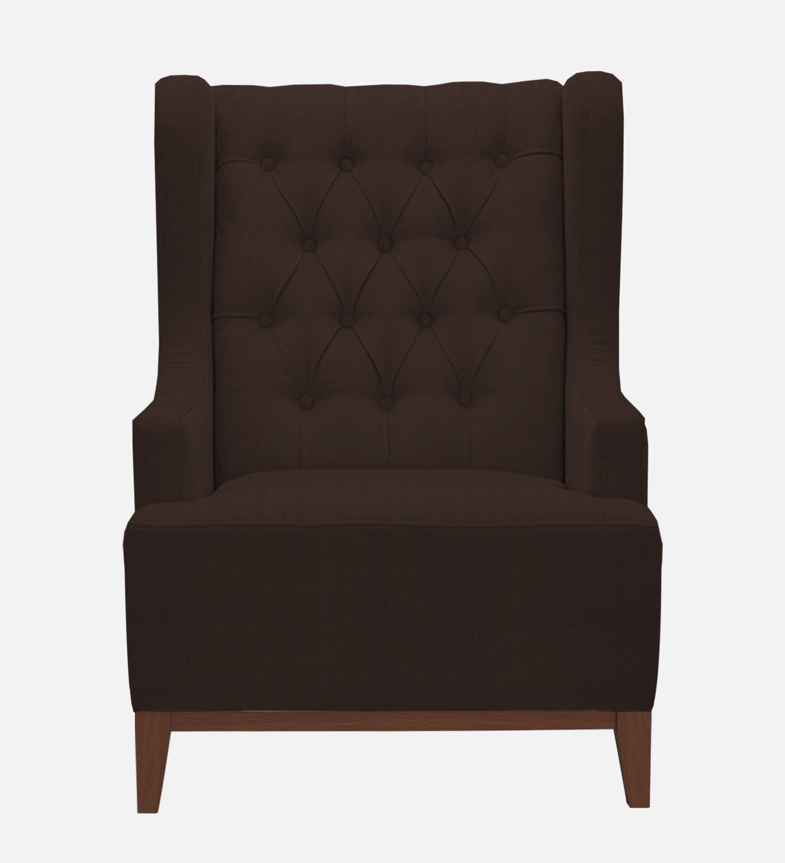 Kuchi Fabric Wing Chair In Coffee Brown Colour - Febonic Living
