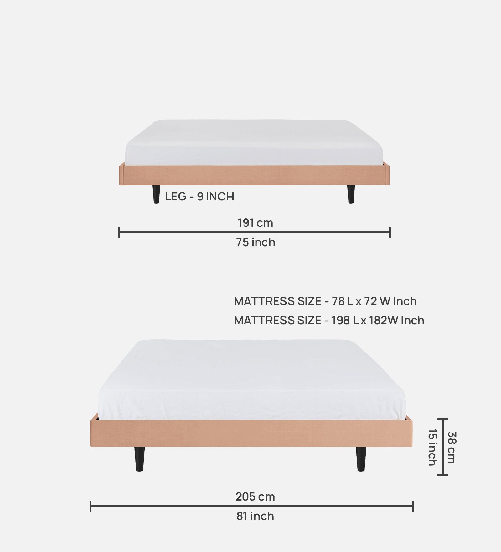 Basi Fabric King Size Bed In Cosmic Beige Colour