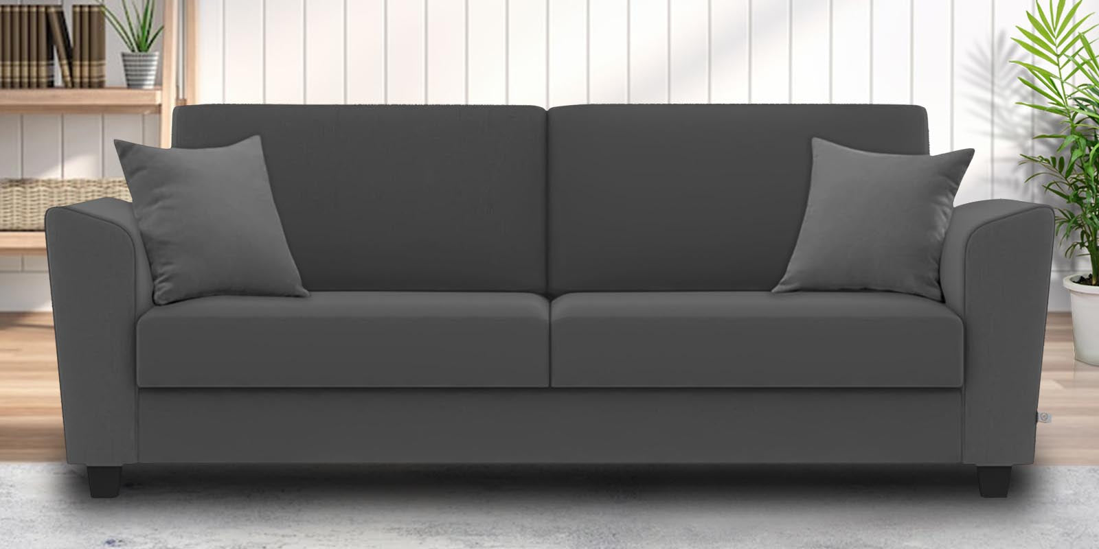 Daku Fabric 3 Seater Sofa In Charcoal Grey Colour - Febonic Living
