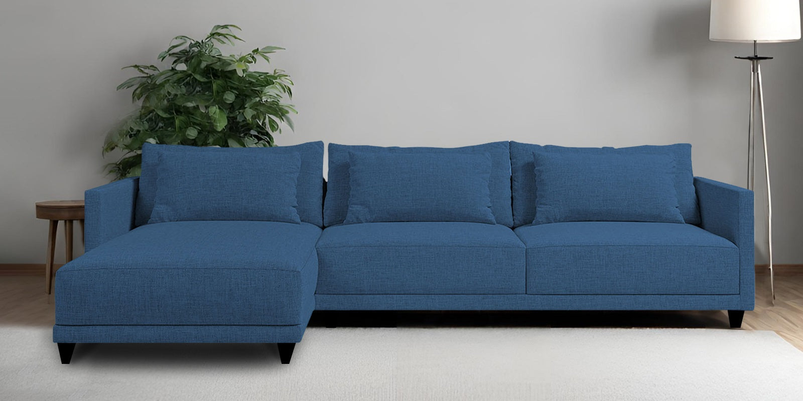 Kera Fabric RHS Sectional Sofa (3+Lounger) In Light Blue Colour