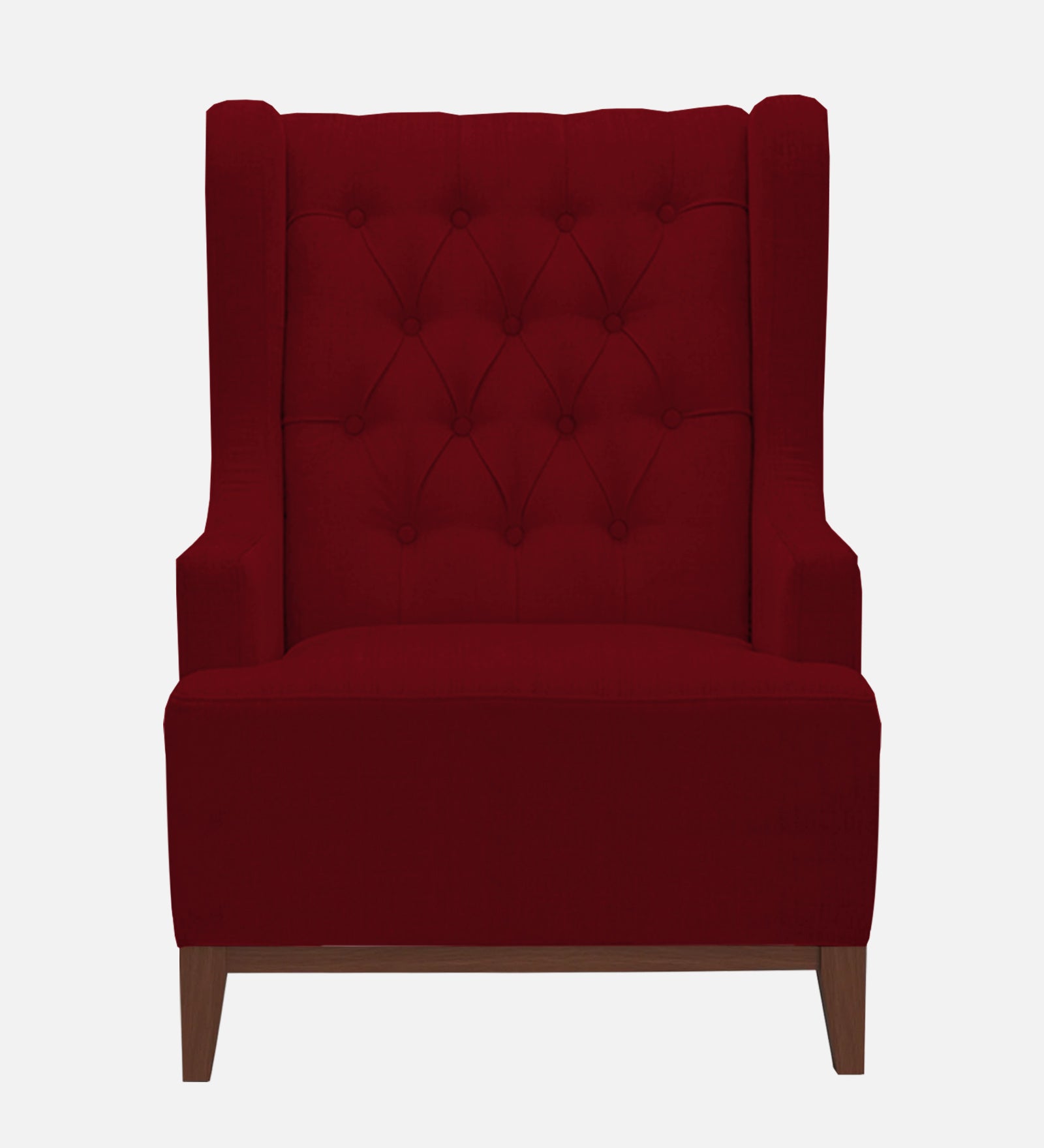 Kuchi Fabric Wing Chair In Ruby Red Colour - Febonic Living