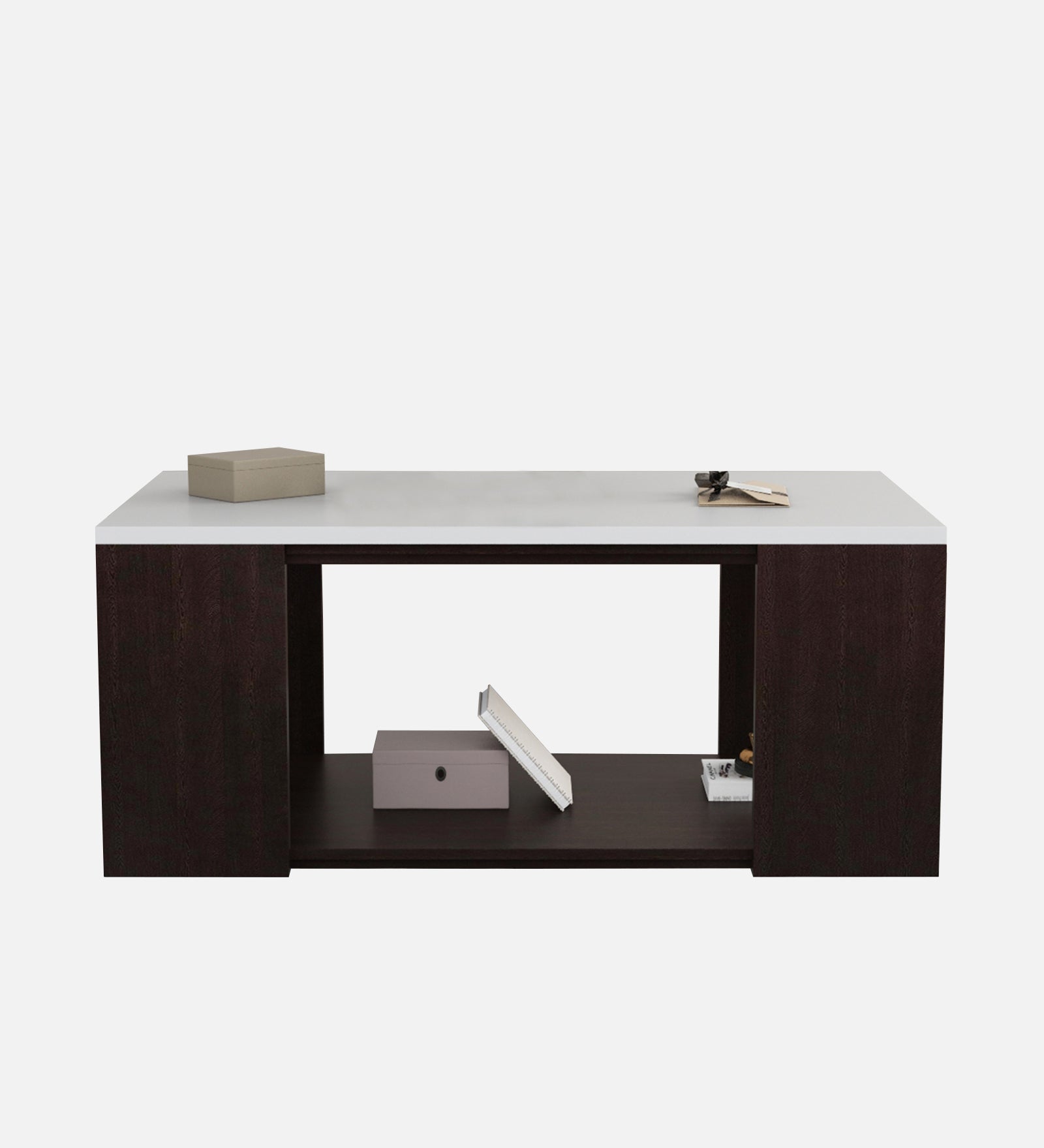 Misi Coffee Table In Dark Walnut & Frosty White Finish - Febonic Living