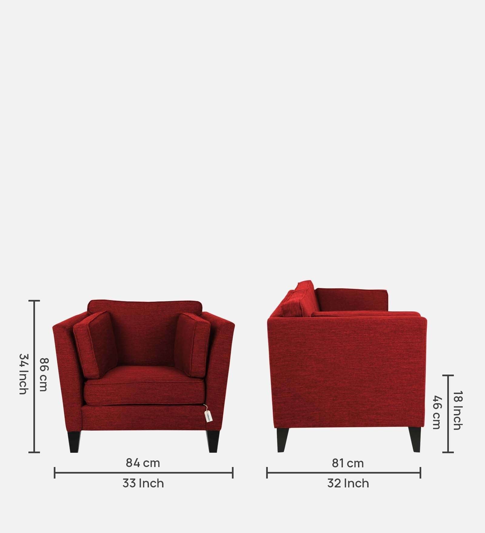 Nigar Fabric 1 Seater Sofa In  Blood Maroon Colour - Febonic Living