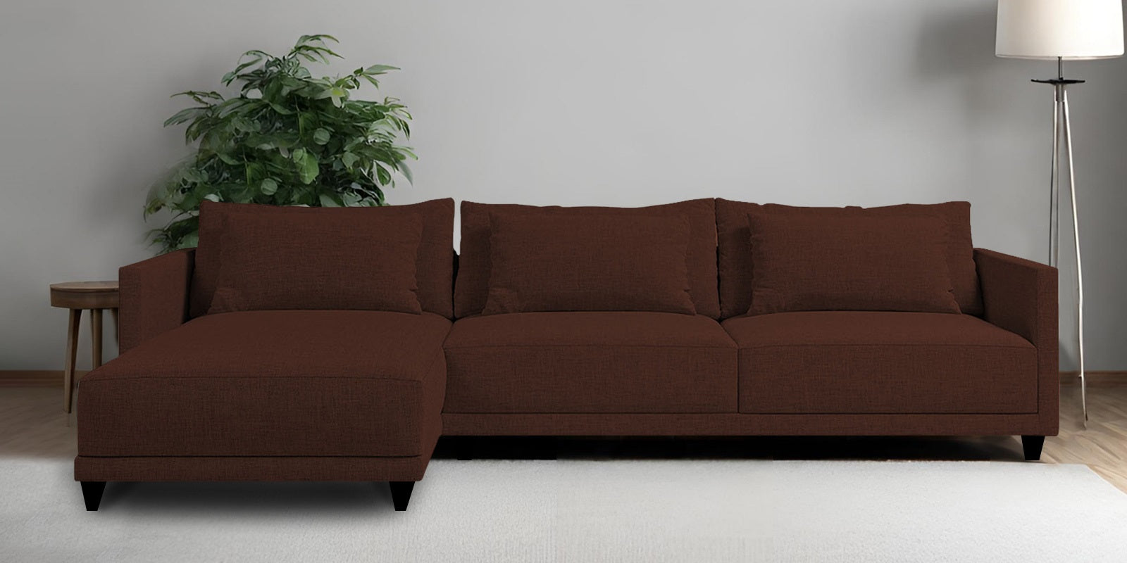 Kera Fabric RHS Sectional Sofa (3+Lounger) In Coffee Brown Colour - Febonic Living