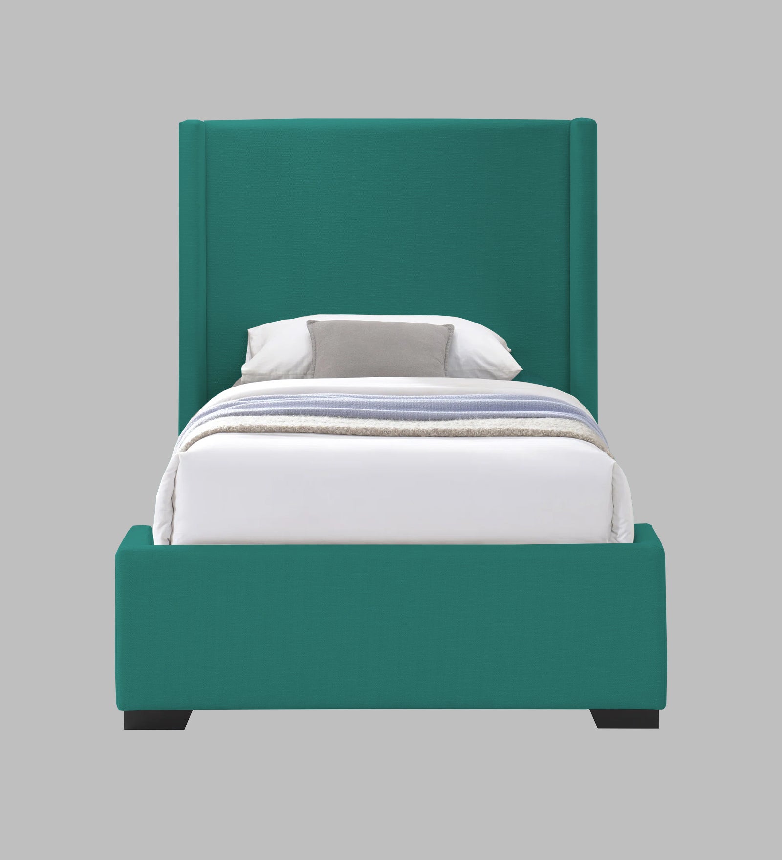 Kirby Fabric Upholstered Single Bed in Sea Green Colour - Febonic Living