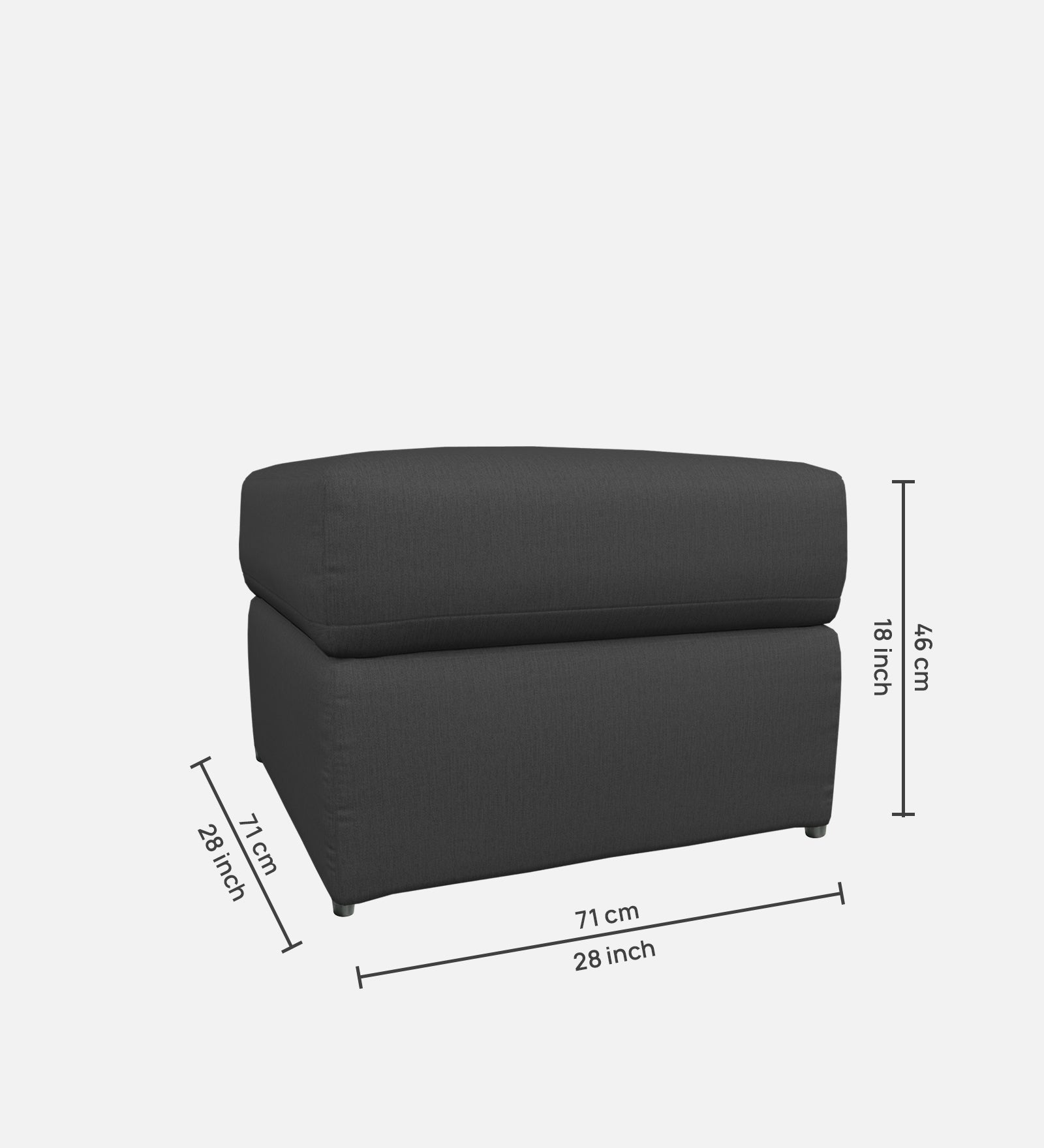 Penny Fabric Ottoman In Charcoal Grey Colour With Storage - Febonic Living