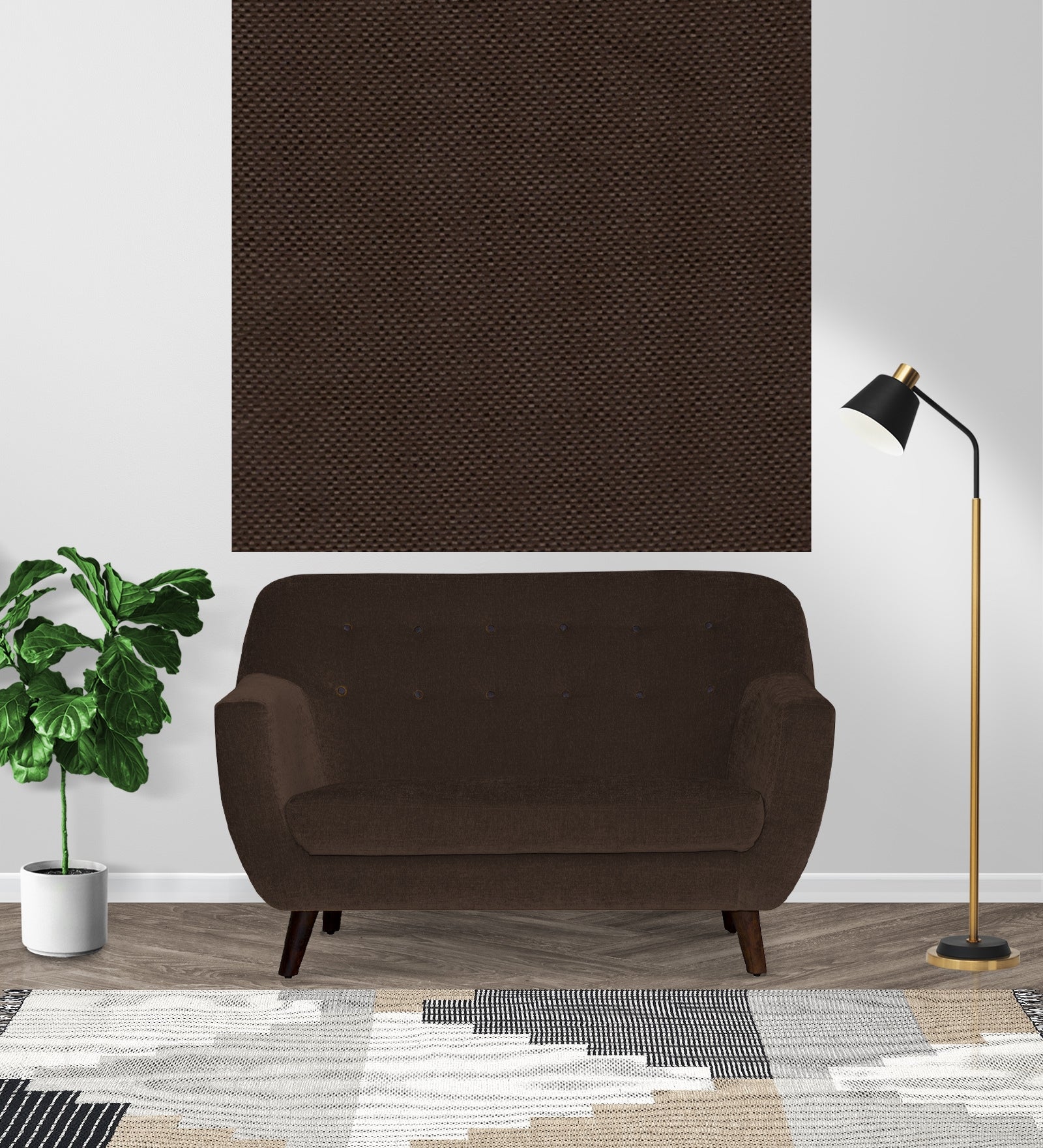 Omega Poly Cotton Fabric Chocolate Brown by Febonic Living