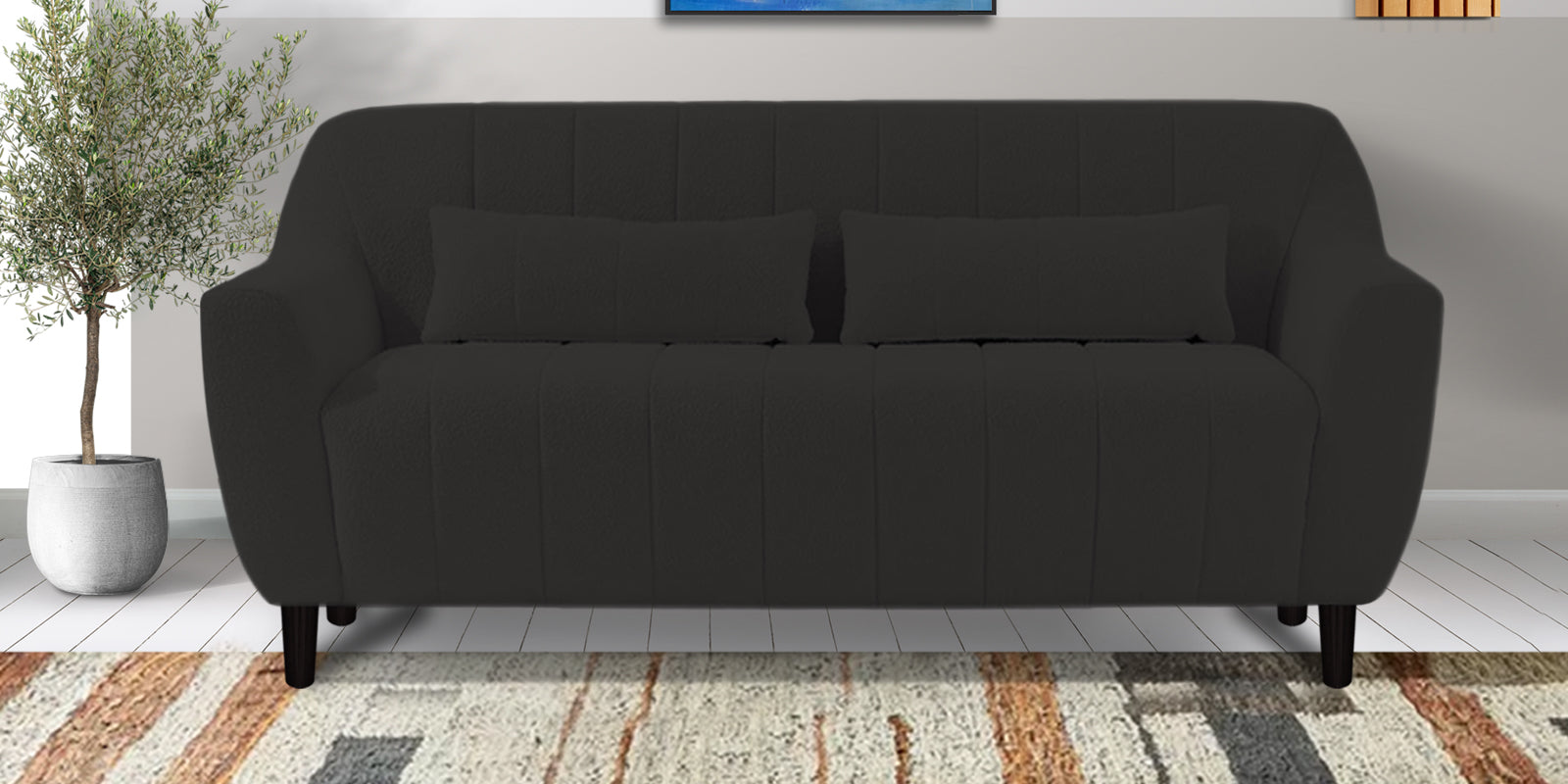 Nesco Boucle Fabric 2 Seater Sofa In Cloud Grey Colour - Febonic Living