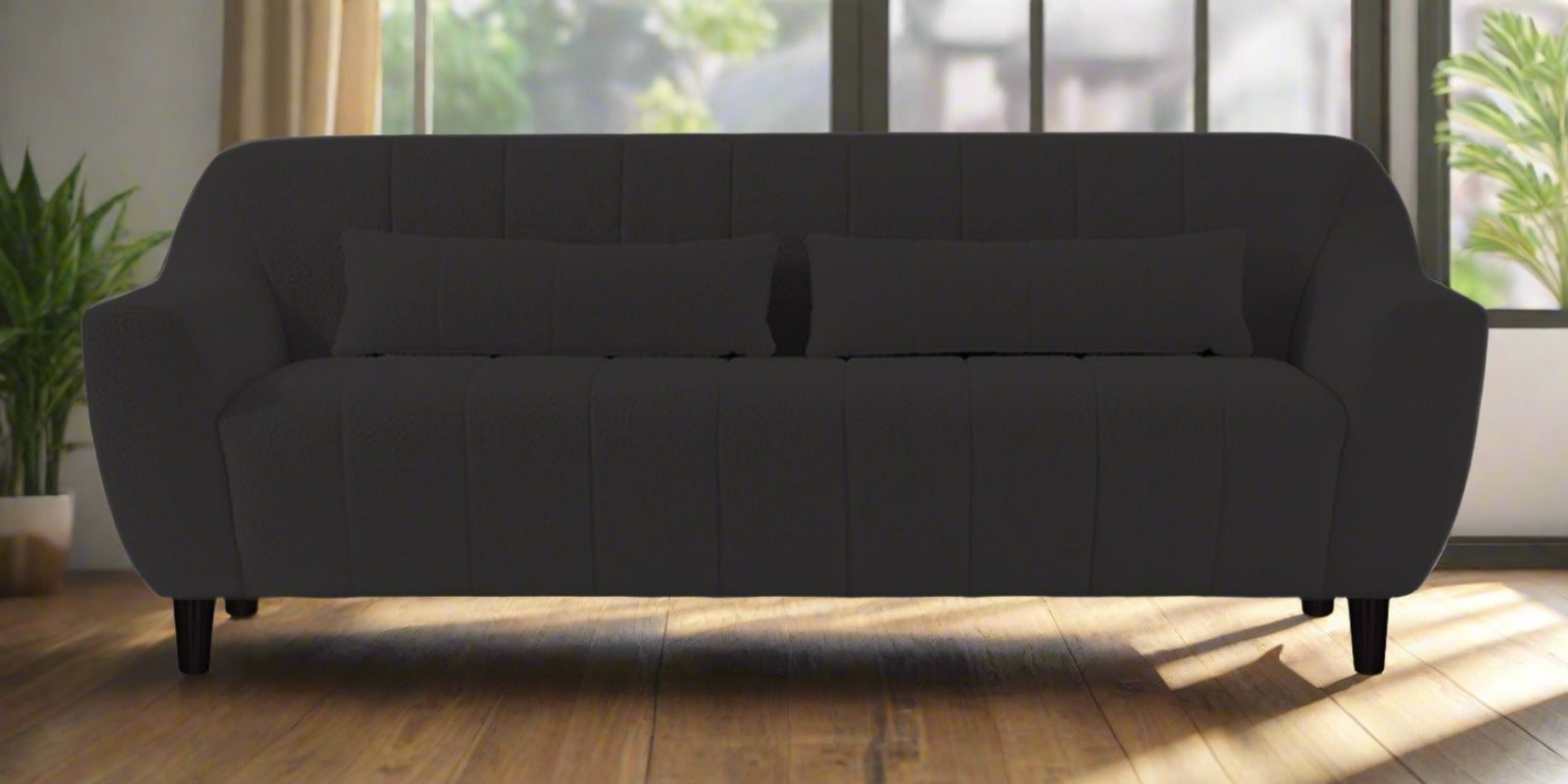 Nesco Boucle Fabric 3 Seater Sofa In Cloud Grey Colour - Febonic Living