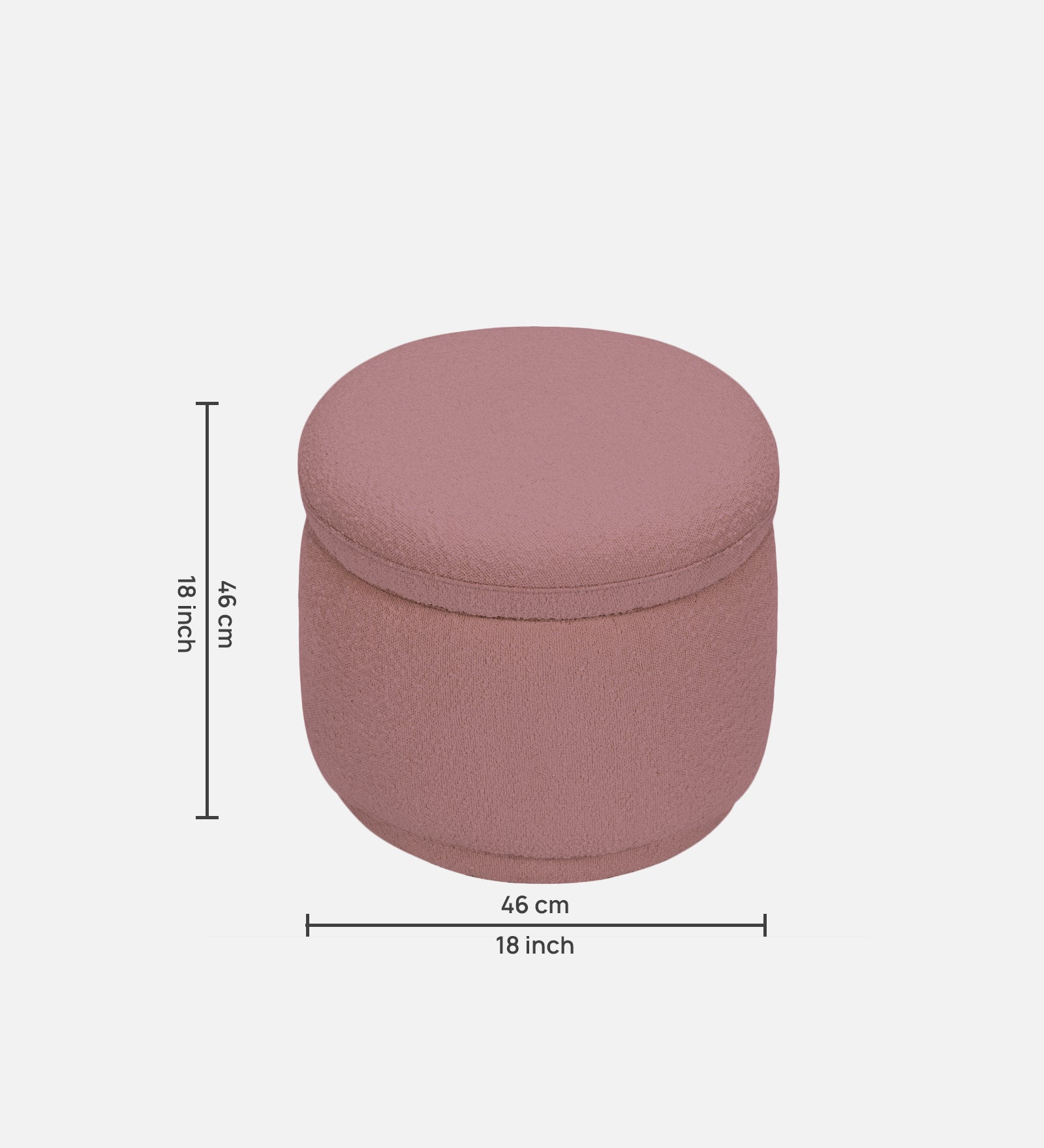 Noki Boucle Fabric Ottoman In Basi Pinc Colour With Storage - Febonic Living