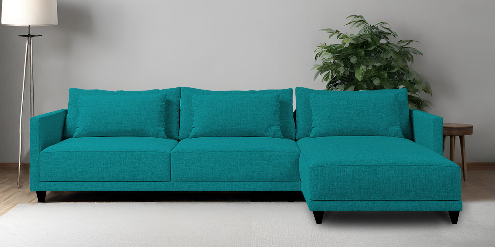 Kera Fabric Lhs Sectional Sofa 3 Lounger In Sea Green Colour - Febonic Living