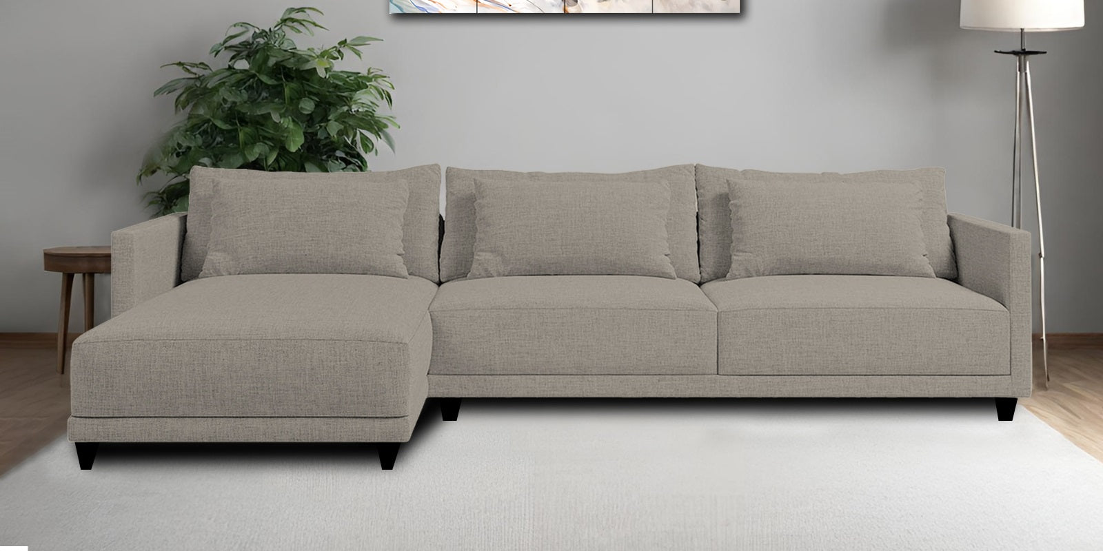 Kera Fabric RHS Sectional Sofa (3+Lounger) In Ash Grey Colour - Febonic Living