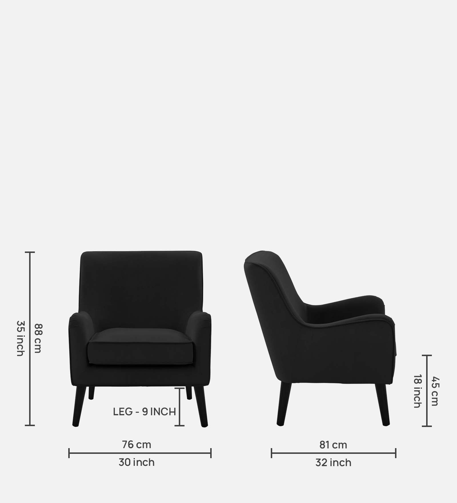 Ame Velvet Upholstered Arm Chair In Adam Black Colour - Febonic Living
