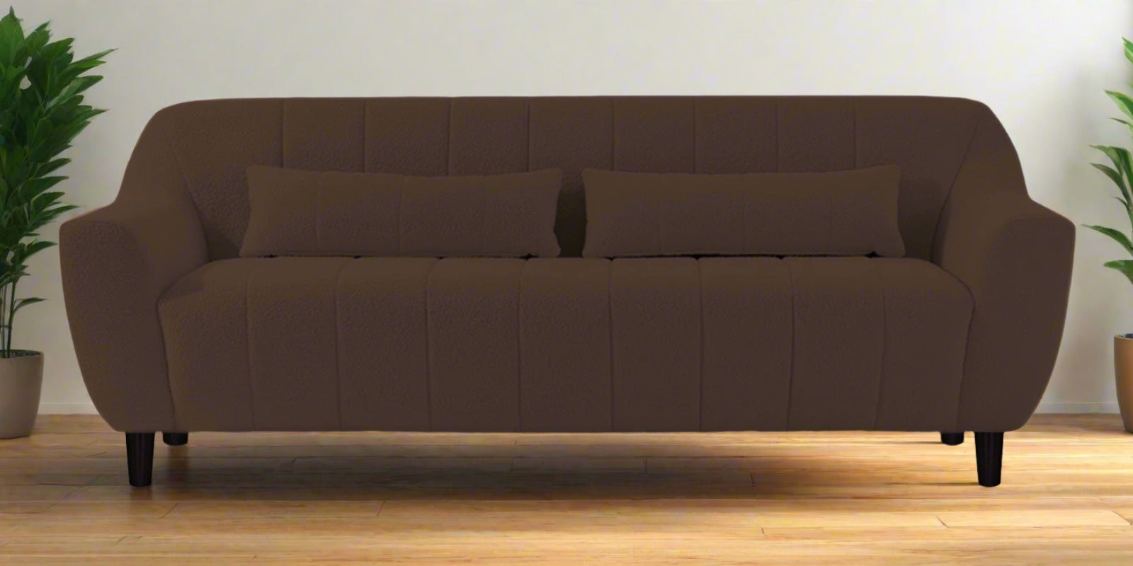 Nesco Boucle Fabric 3 Seater Sofa In Bringo Brow Colour