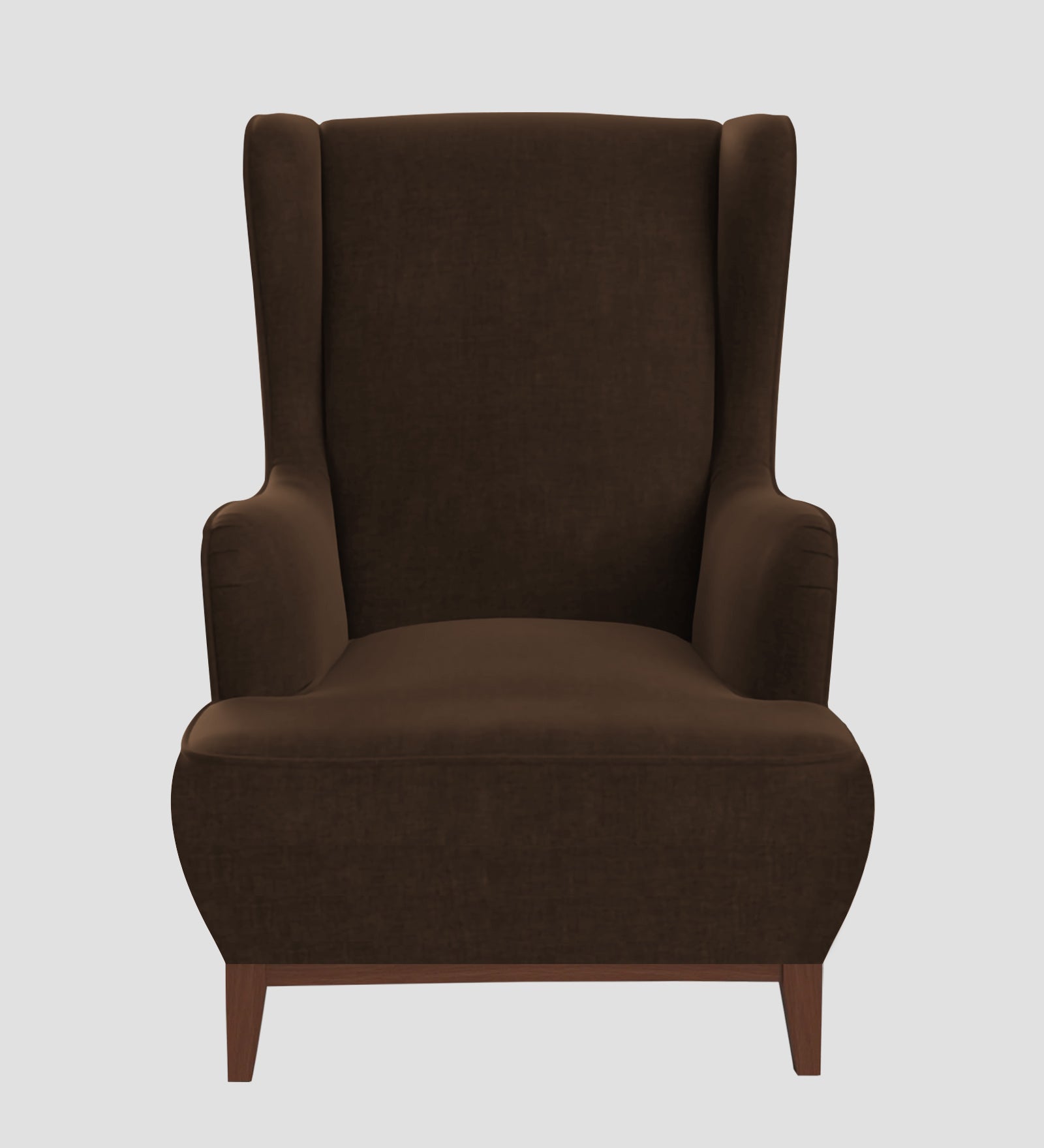 Suri Velvet Wing Chair In Cholocate Brown Colour - Febonic Living