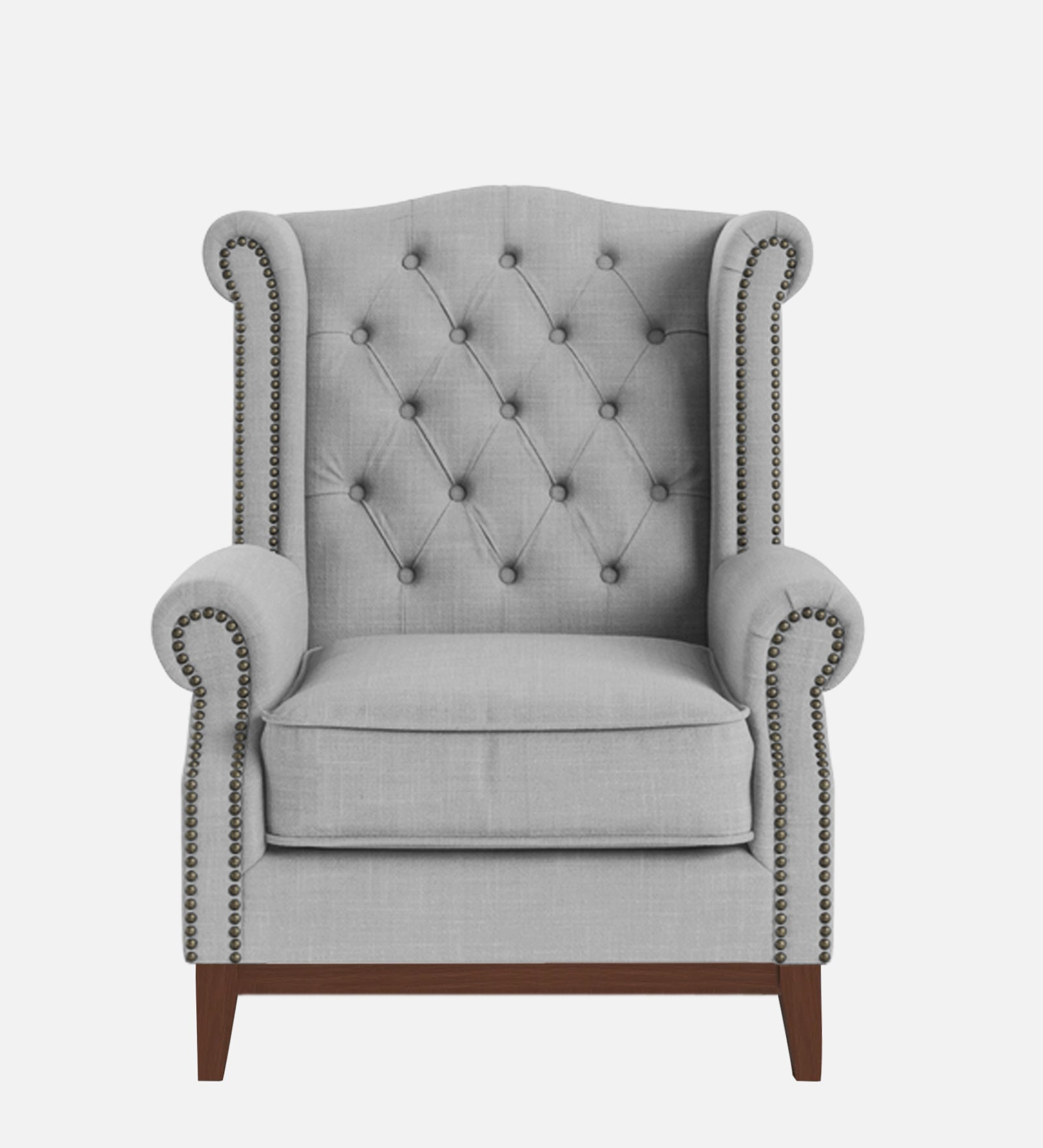 Nory Fabric Wing Chair In Lit Grey Colour - Febonic Living