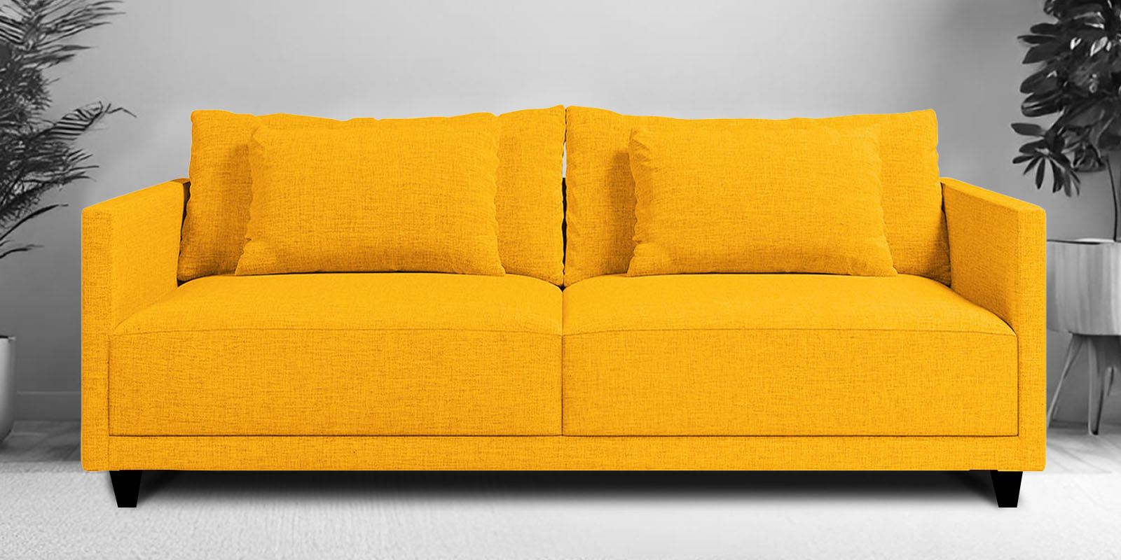 Kera Fabric 2 Seater Sofa In Bold Yellow Colour - Febonic Living
