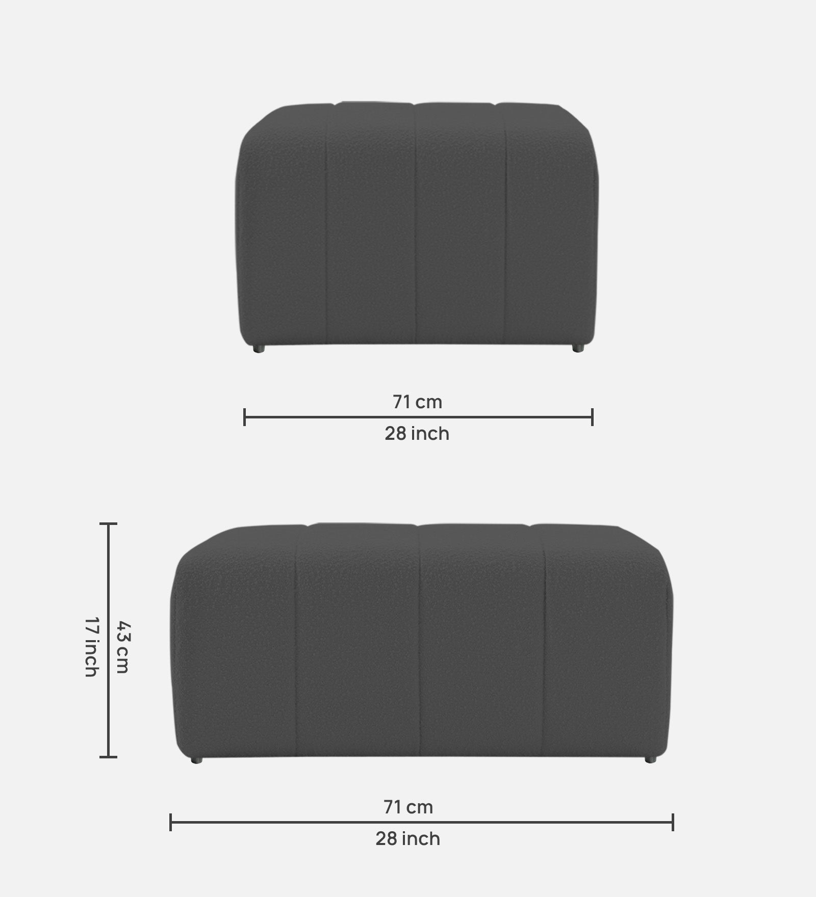 Lark Boucle Bench In Avio Grey Colour - Febonic Living