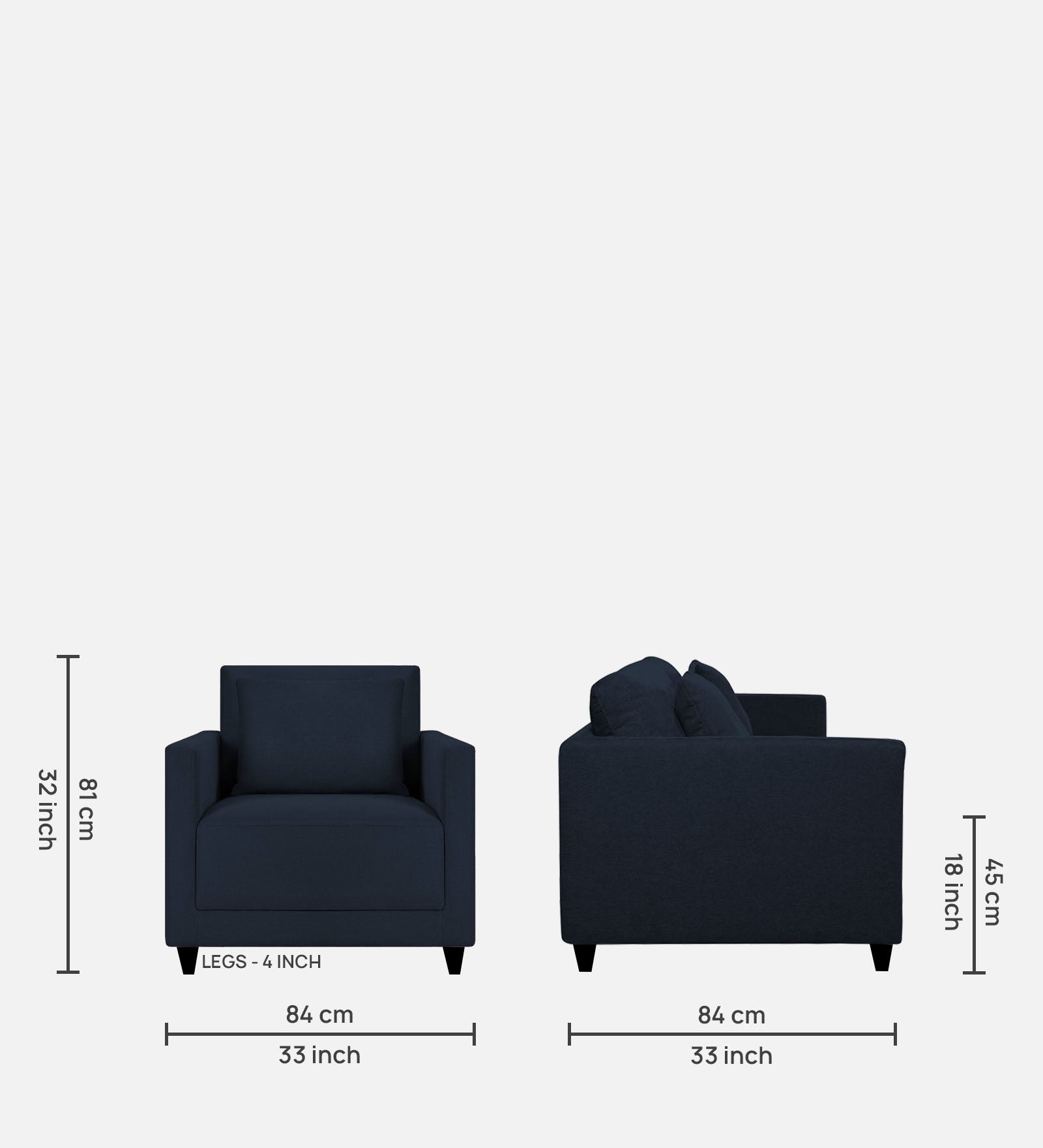 Kera Fabric 1 Seater Sofa In Denim Blue Colour - Febonic Living