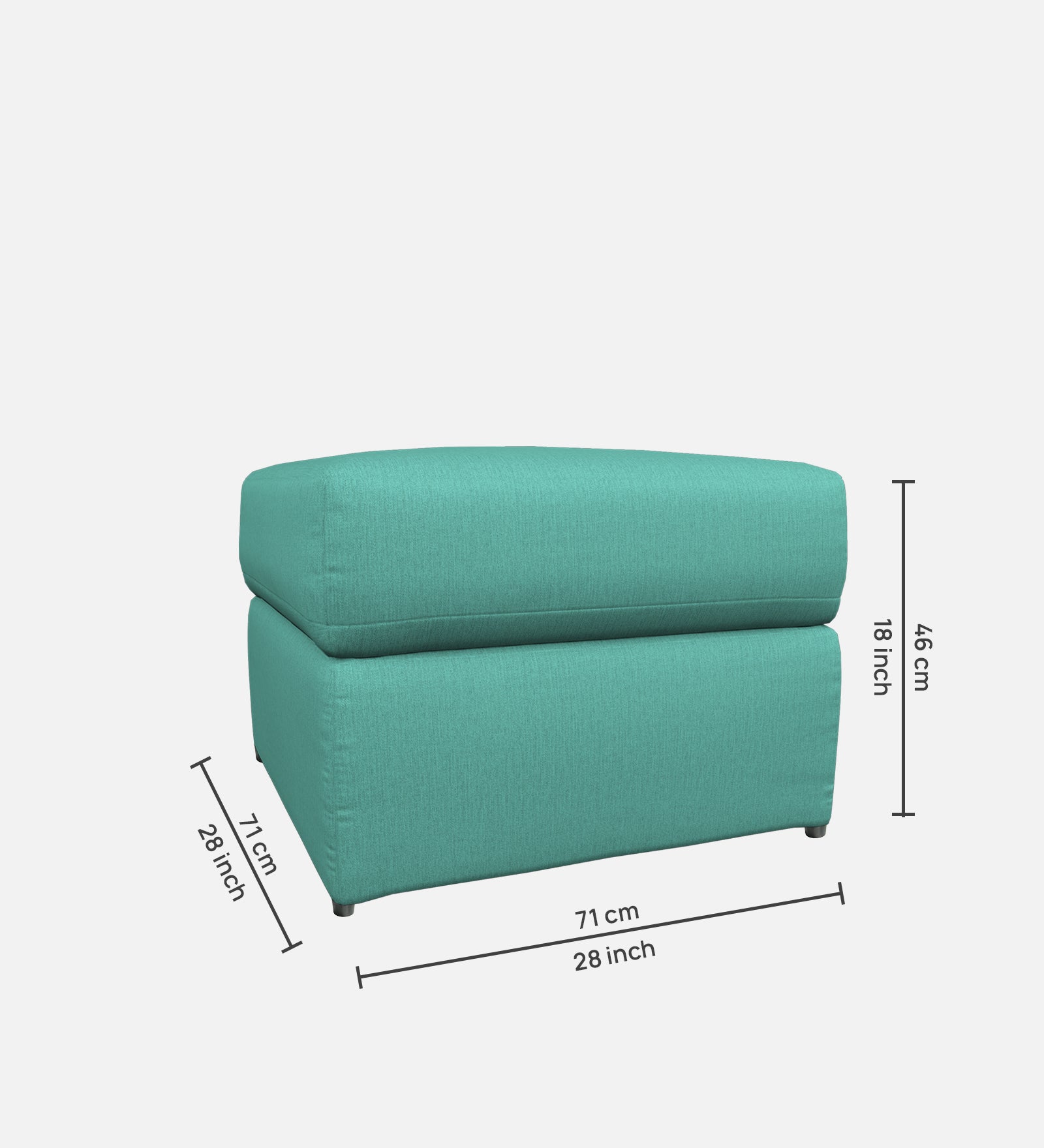 Penny Fabric Ottoman In Aqua Blue Colour With Storage - Febonic Living