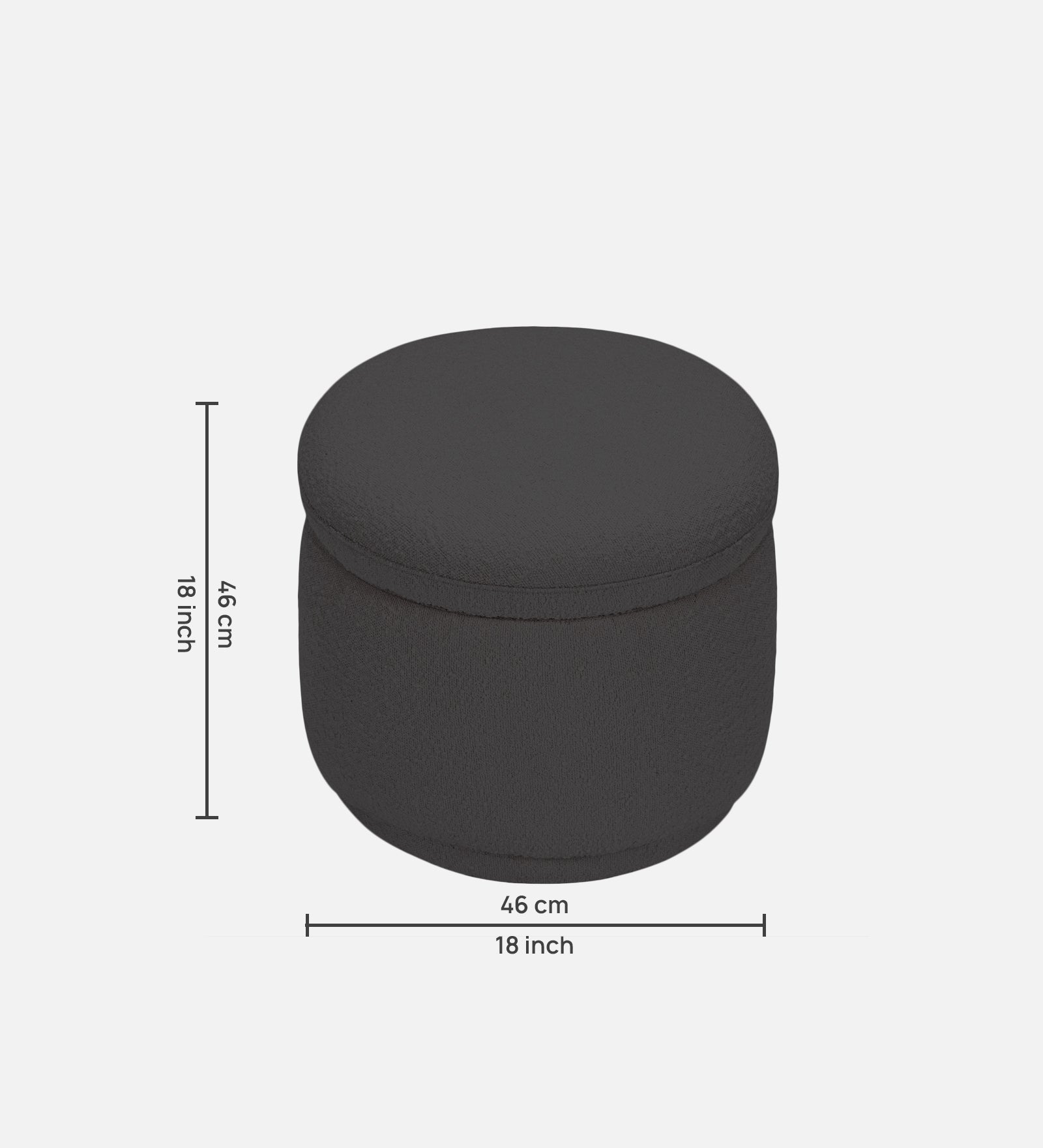 Noki Boucle Fabric Ottoman In Avio Grey Colour With Storage - Febonic Living