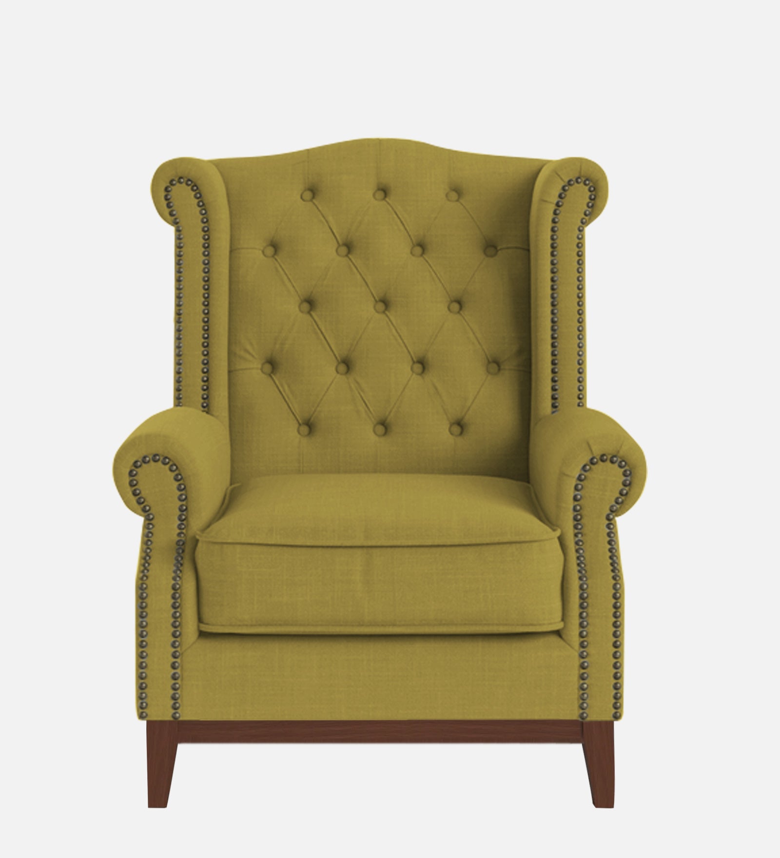 Nory Fabric Wing Chair In Parrot Green Colour - Febonic Living